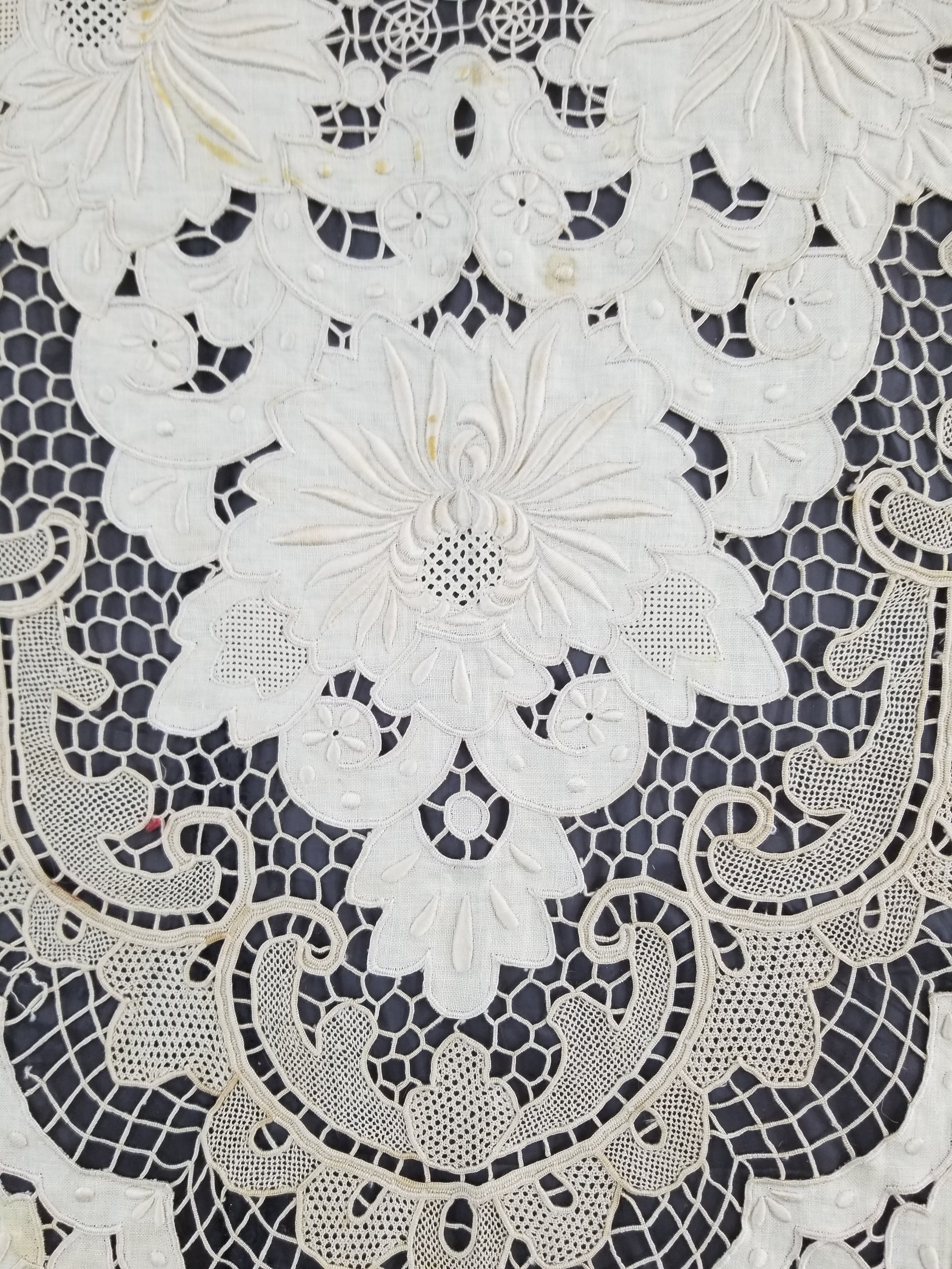 Vintage Point De Venice Needle Lace Banquet Tablecloth 252x165cm