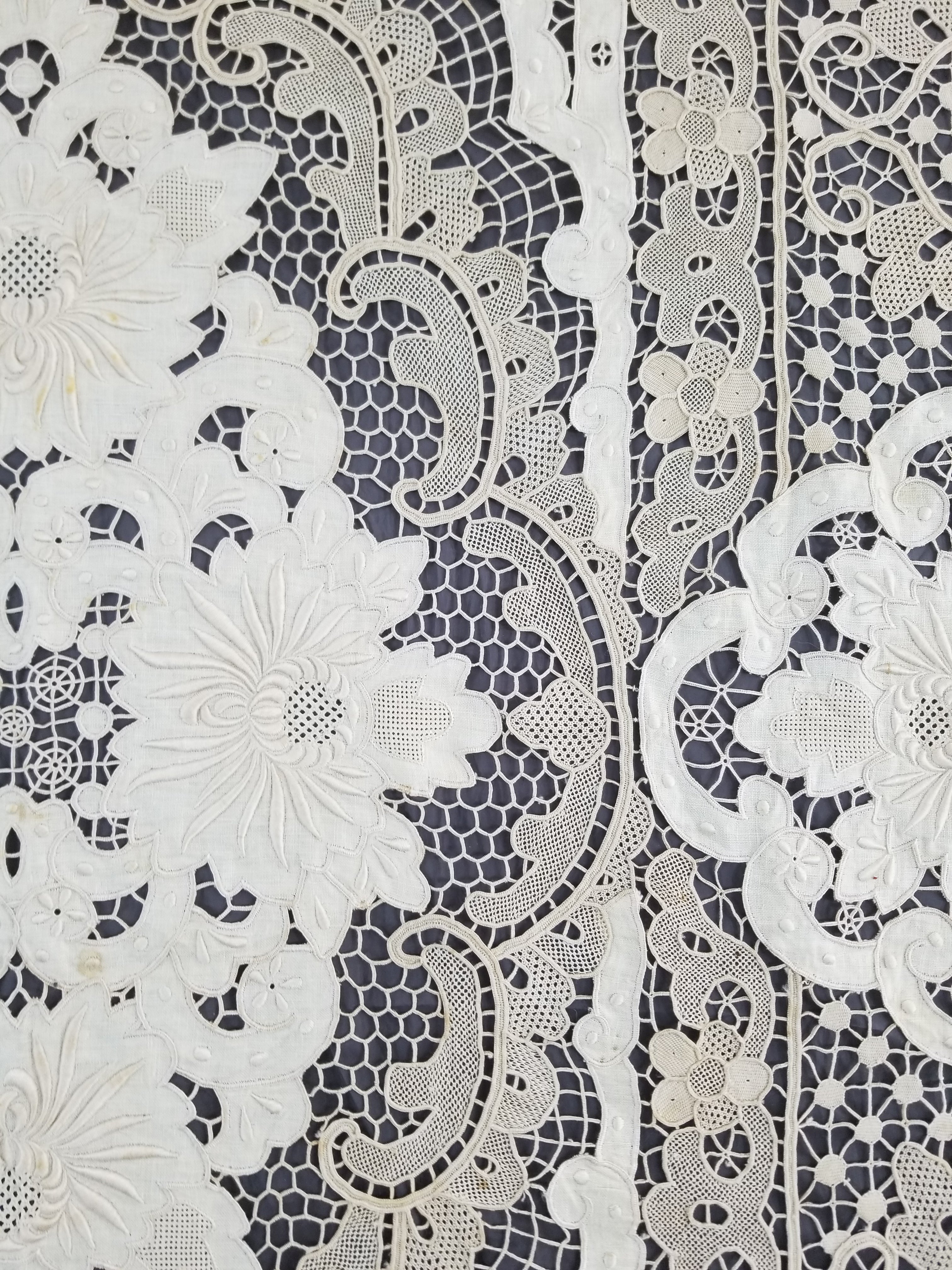 Vintage Point De Venice Needle Lace Banquet Tablecloth 252x165cm