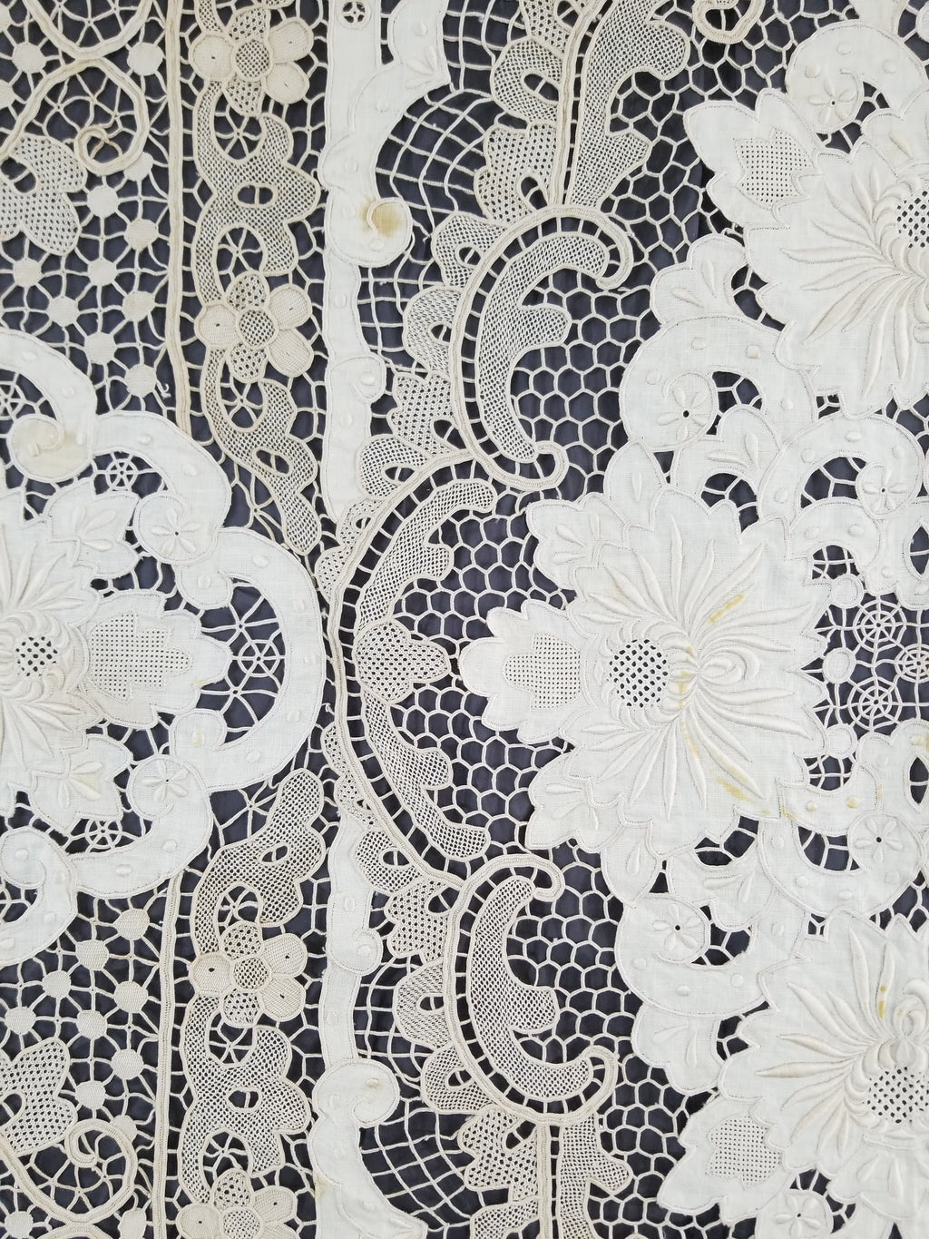 Vintage Point De Venice Needle Lace Banquet Tablecloth 252x165cm