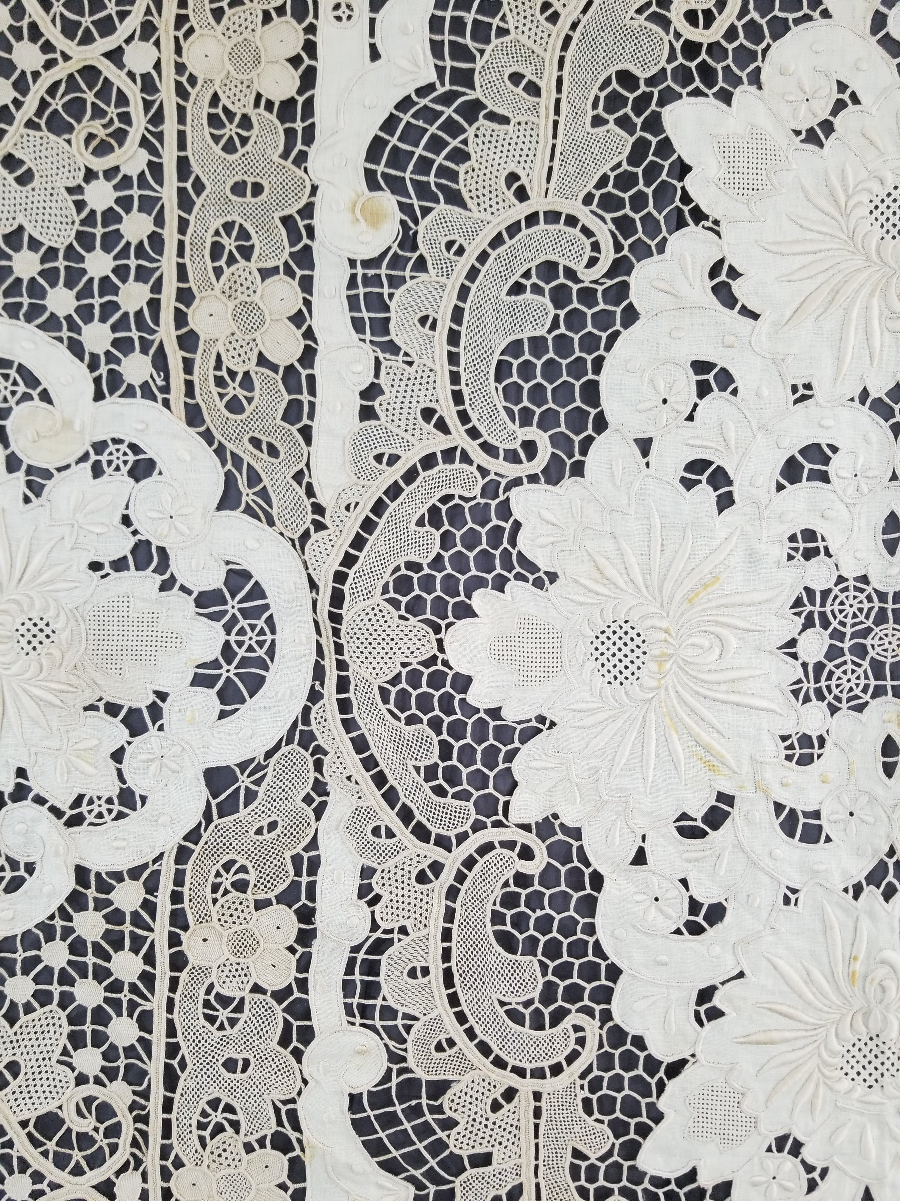 Vintage Point De Venice Needle Lace Banquet Tablecloth 252x165cm