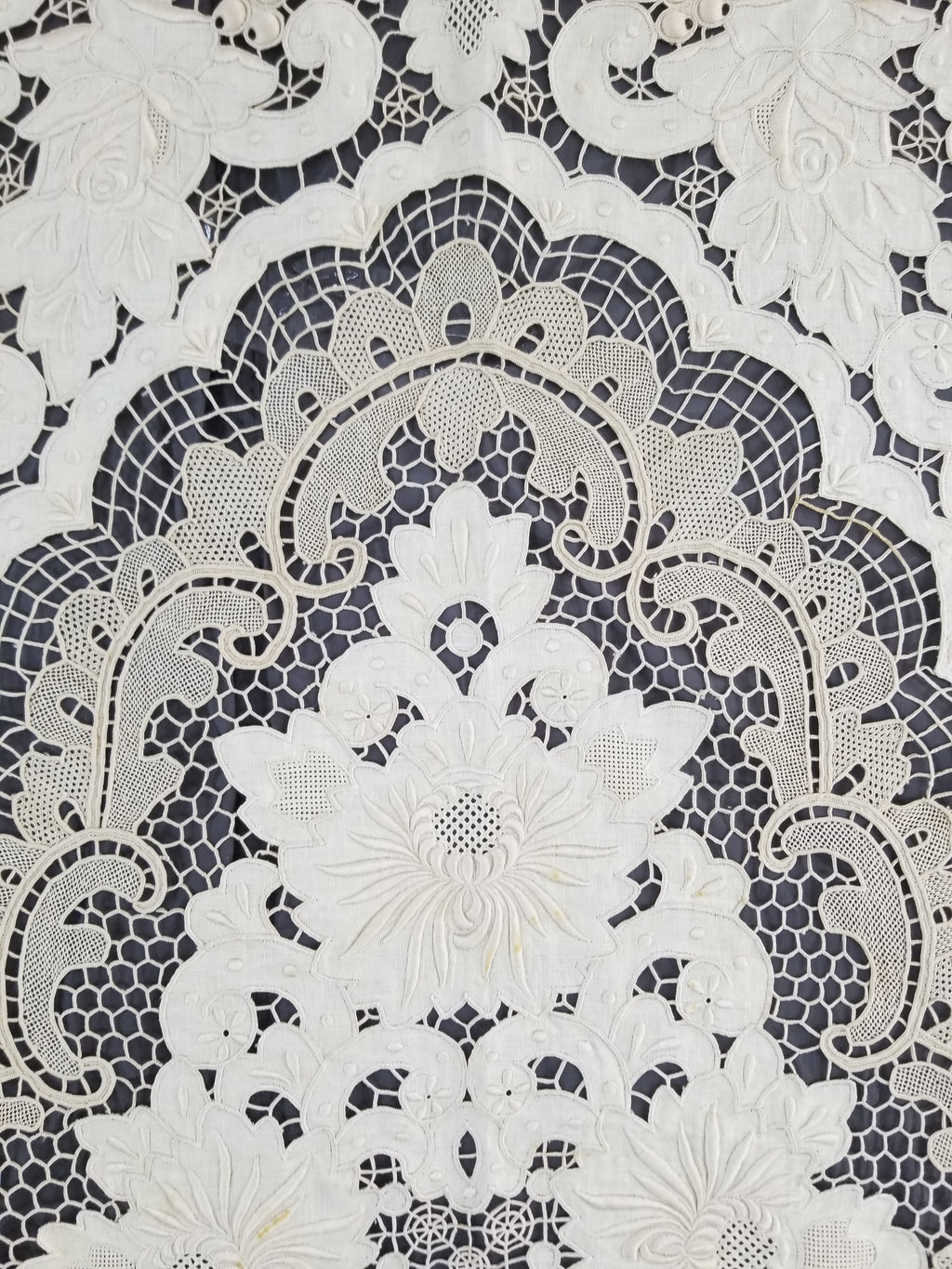 Vintage Point De Venice Needle Lace Banquet Tablecloth 252x165cm