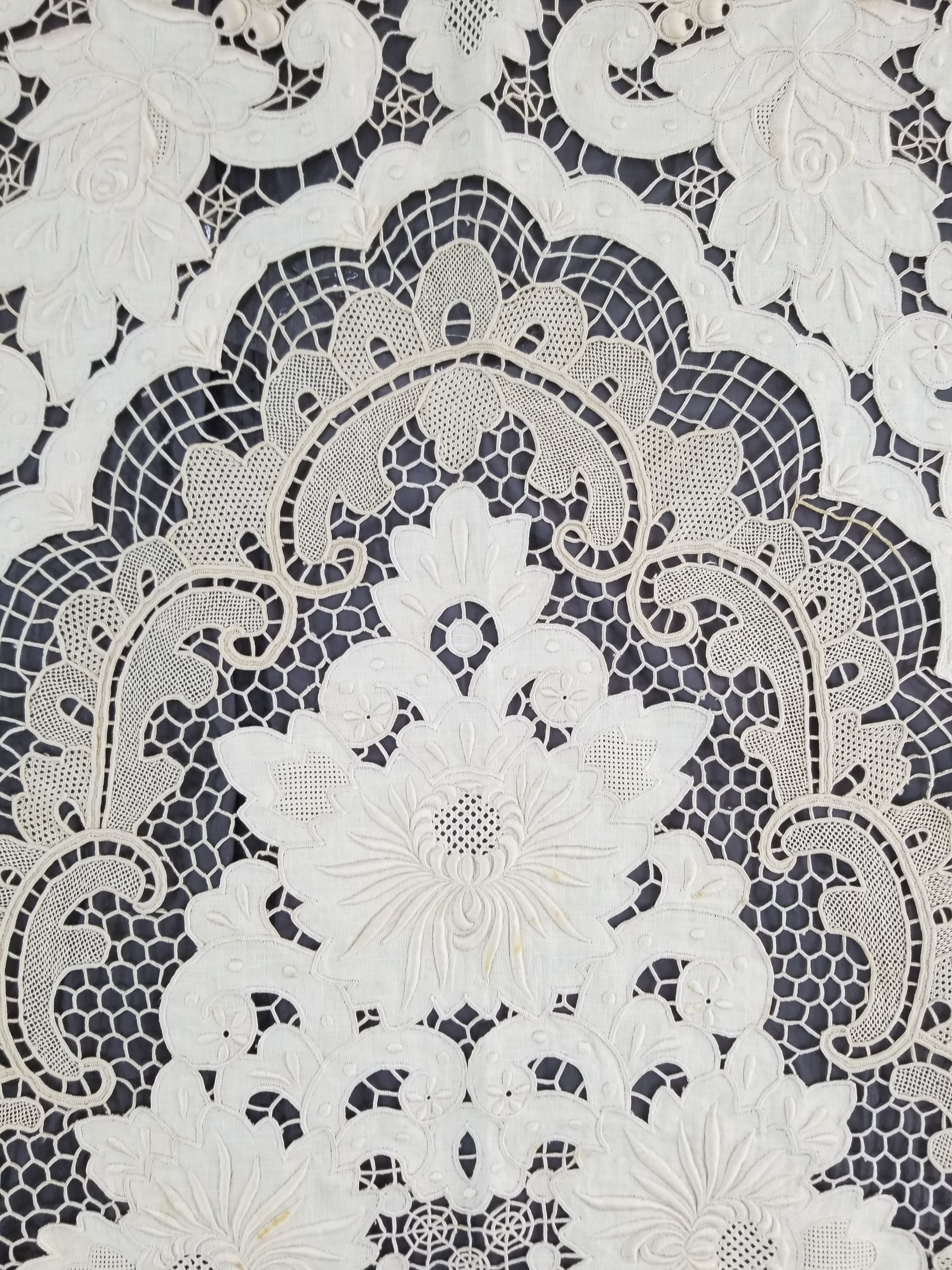 Vintage Point De Venice Needle Lace Banquet Tablecloth 252x165cm