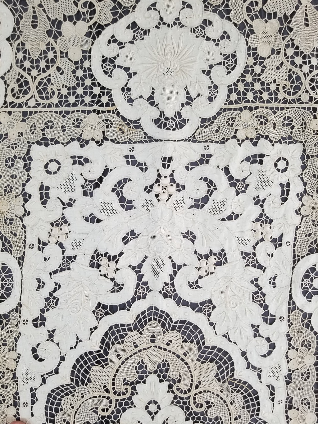 Vintage Point De Venice Needle Lace Banquet Tablecloth 252x165cm