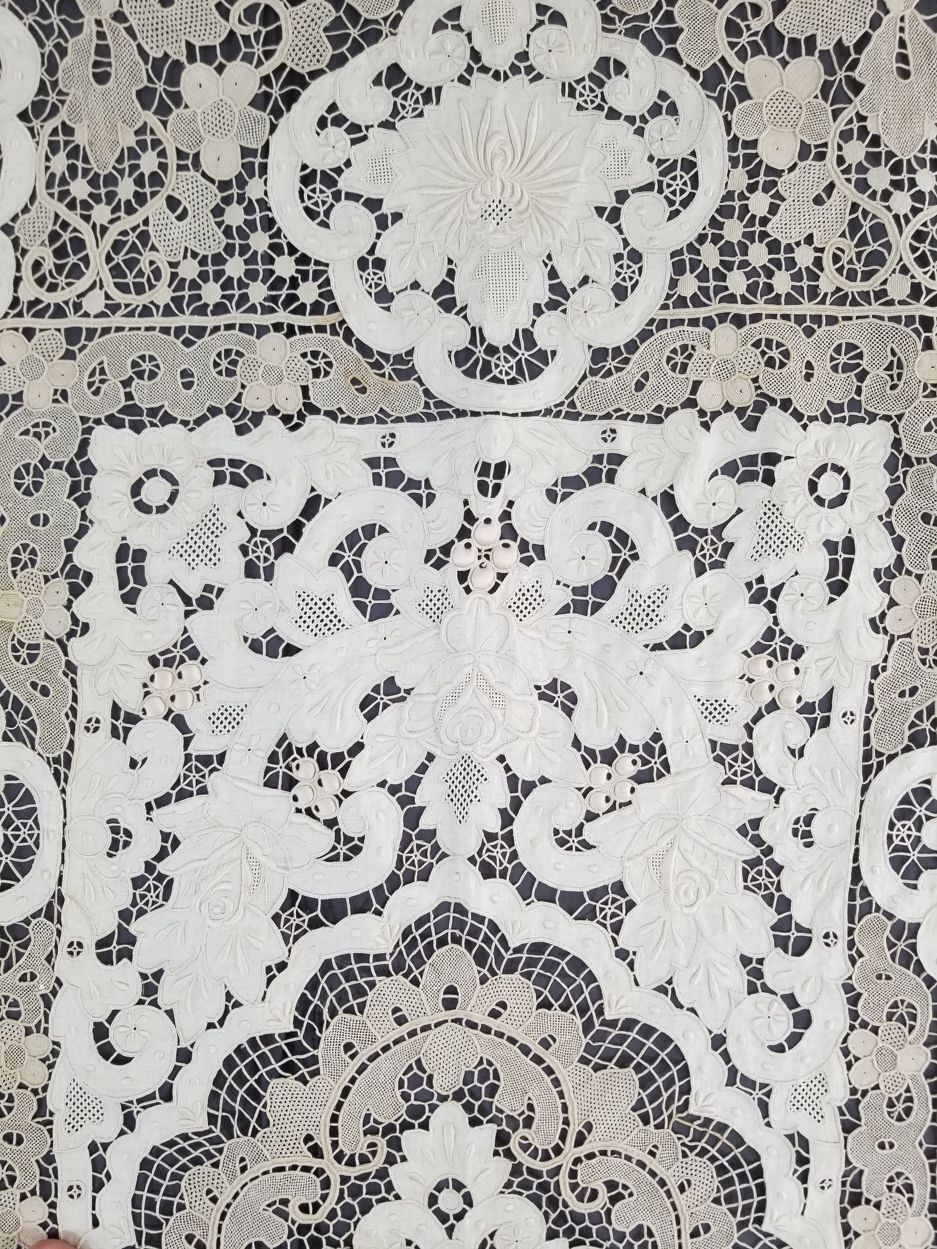 Vintage Point De Venice Needle Lace Banquet Tablecloth 252x165cm