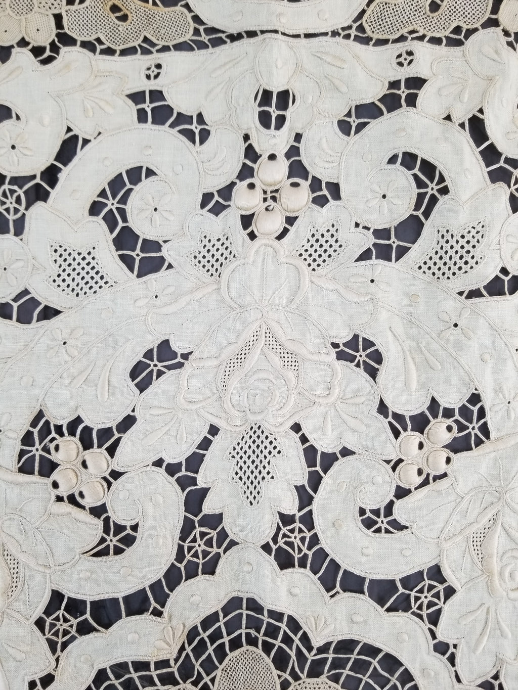 Vintage Point De Venice Needle Lace Banquet Tablecloth 252x165cm