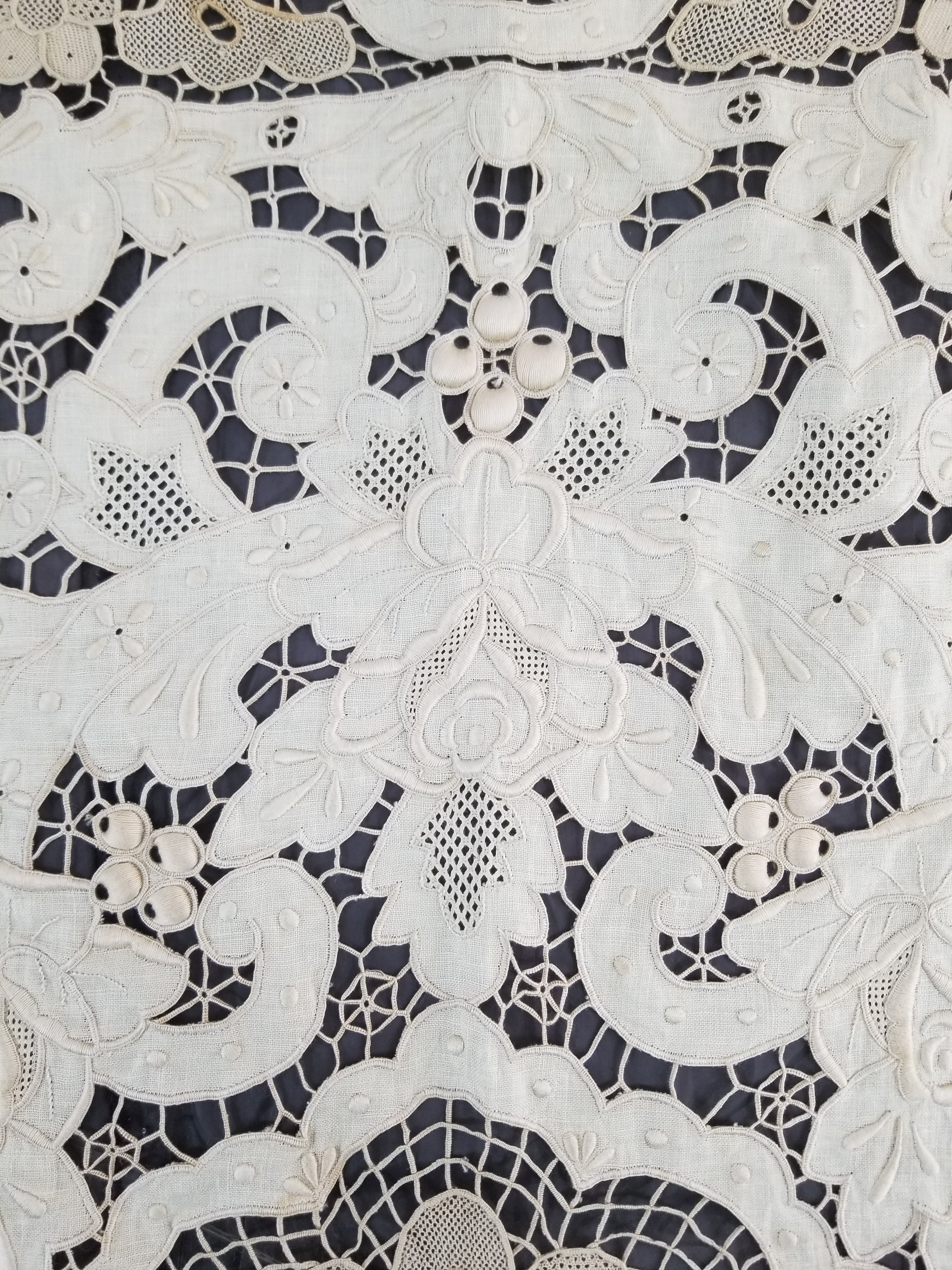 Vintage Point De Venice Needle Lace Banquet Tablecloth 252x165cm