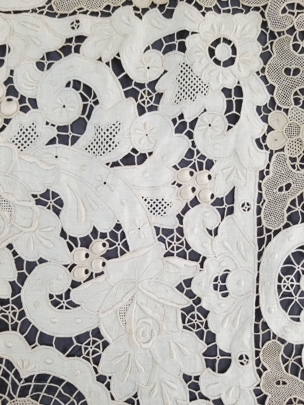 Vintage Point De Venice Needle Lace Banquet Tablecloth 252x165cm