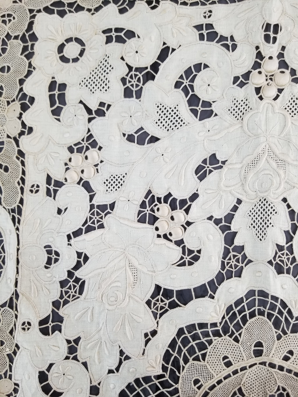 Vintage Point De Venice Needle Lace Banquet Tablecloth 252x165cm