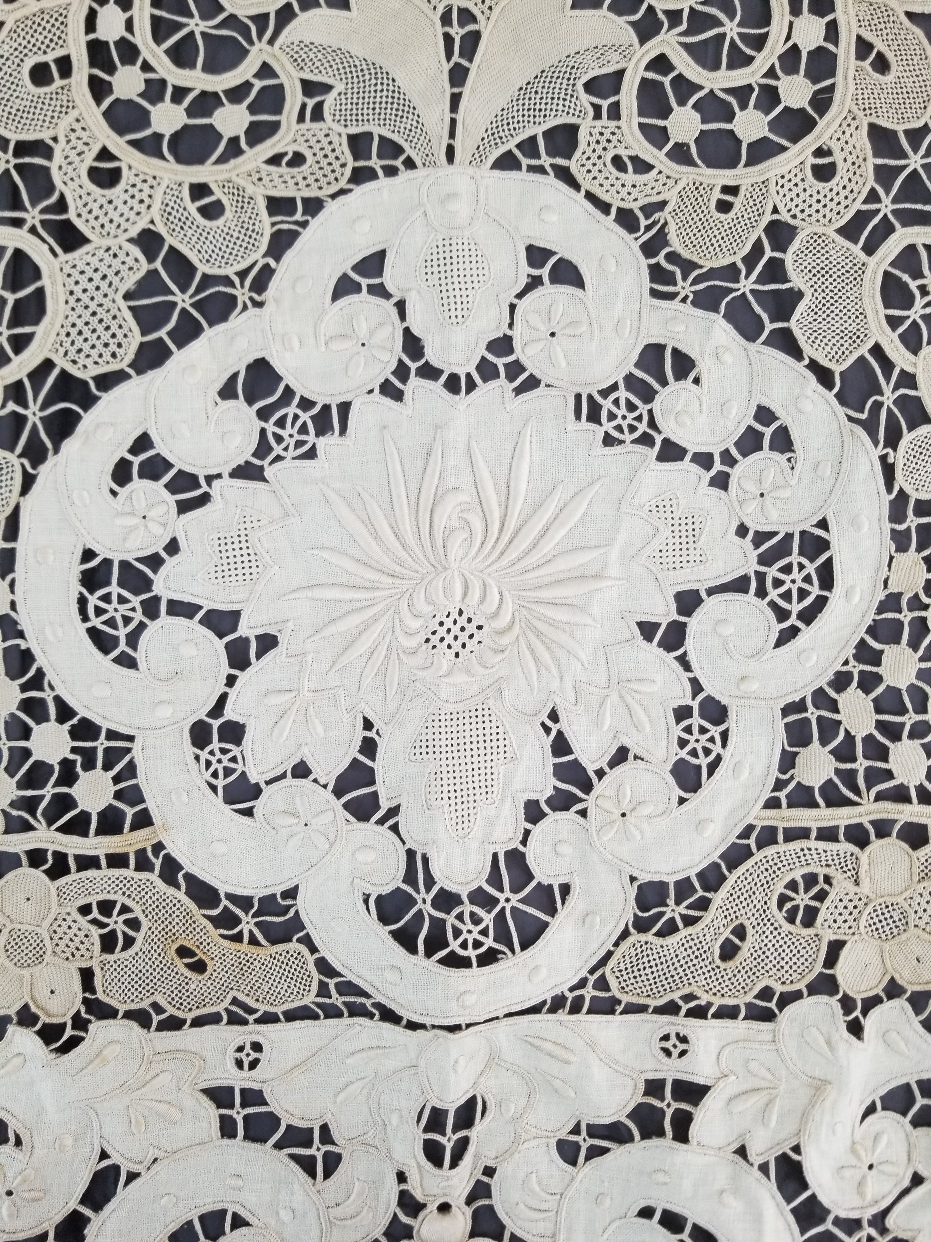 Vintage Point De Venice Needle Lace Banquet Tablecloth 252x165cm