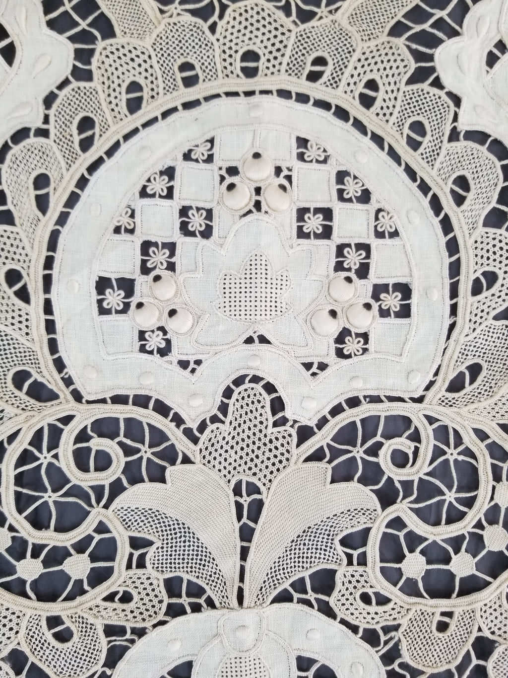 Vintage Point De Venice Needle Lace Banquet Tablecloth 252x165cm