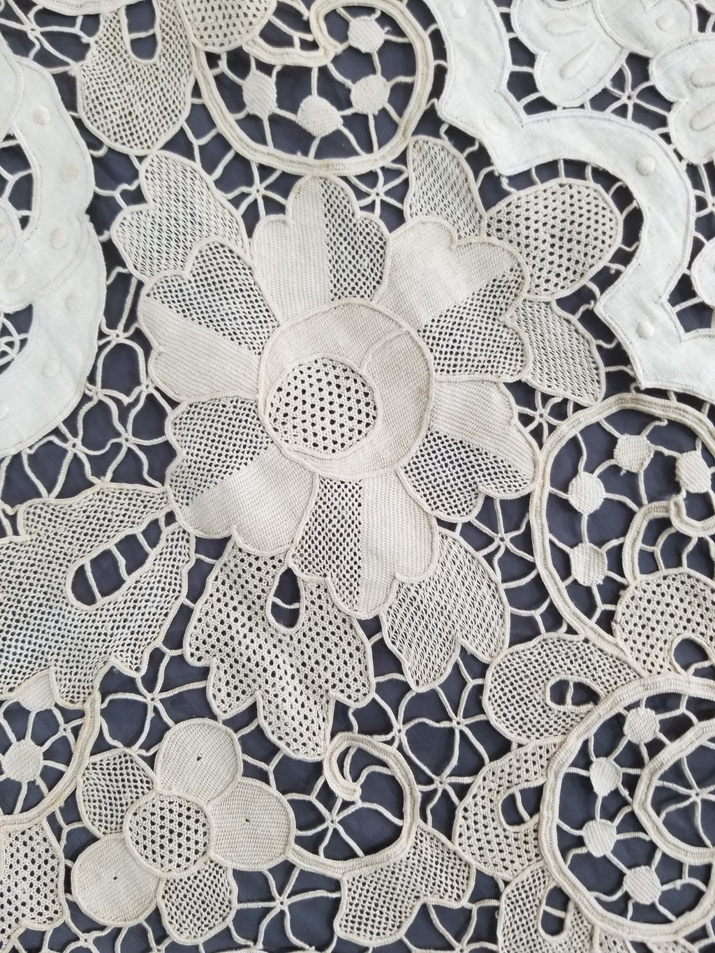 Vintage Point De Venice Needle Lace Banquet Tablecloth 252x165cm