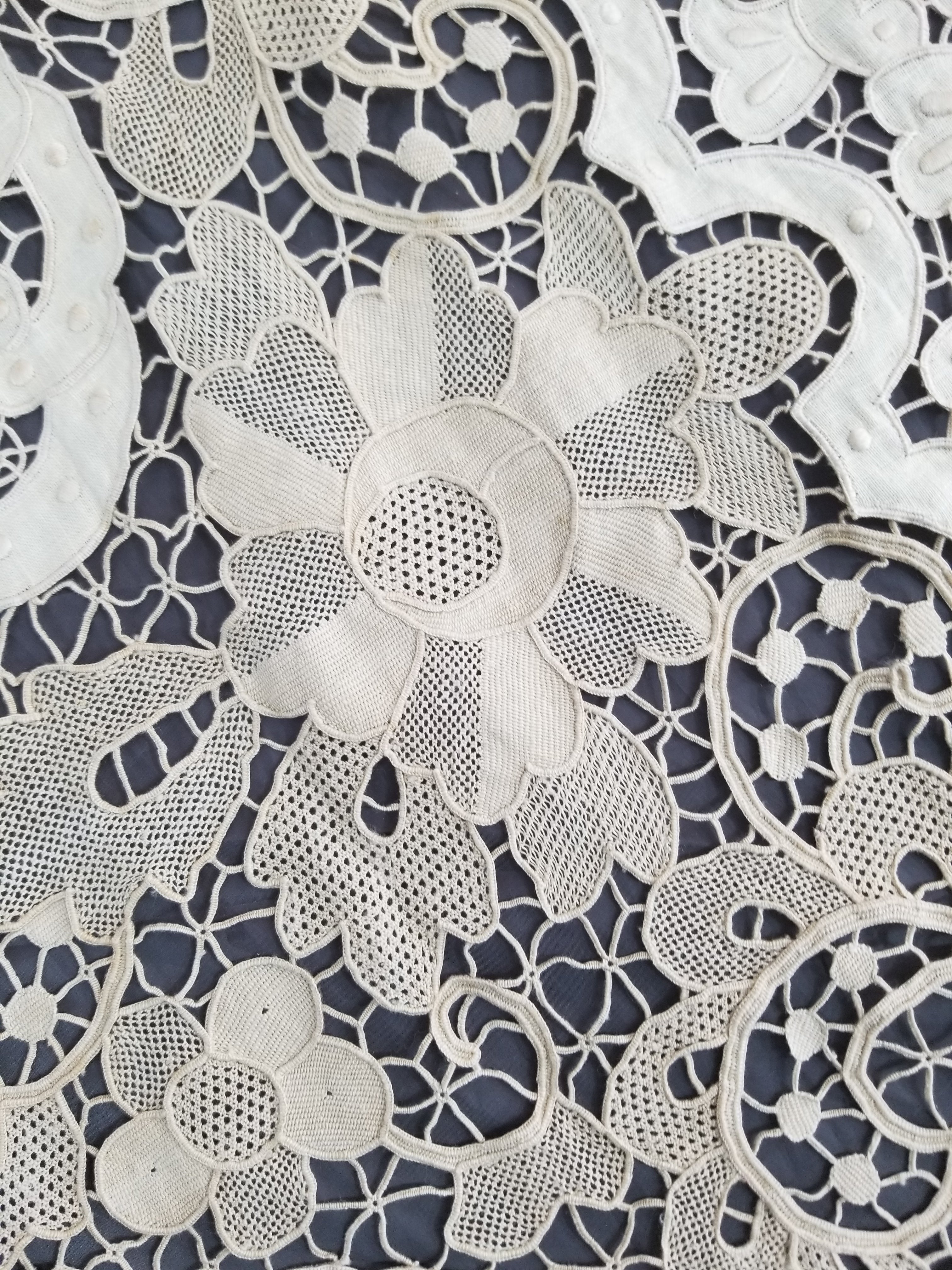 Vintage Point De Venice Needle Lace Banquet Tablecloth 252x165cm