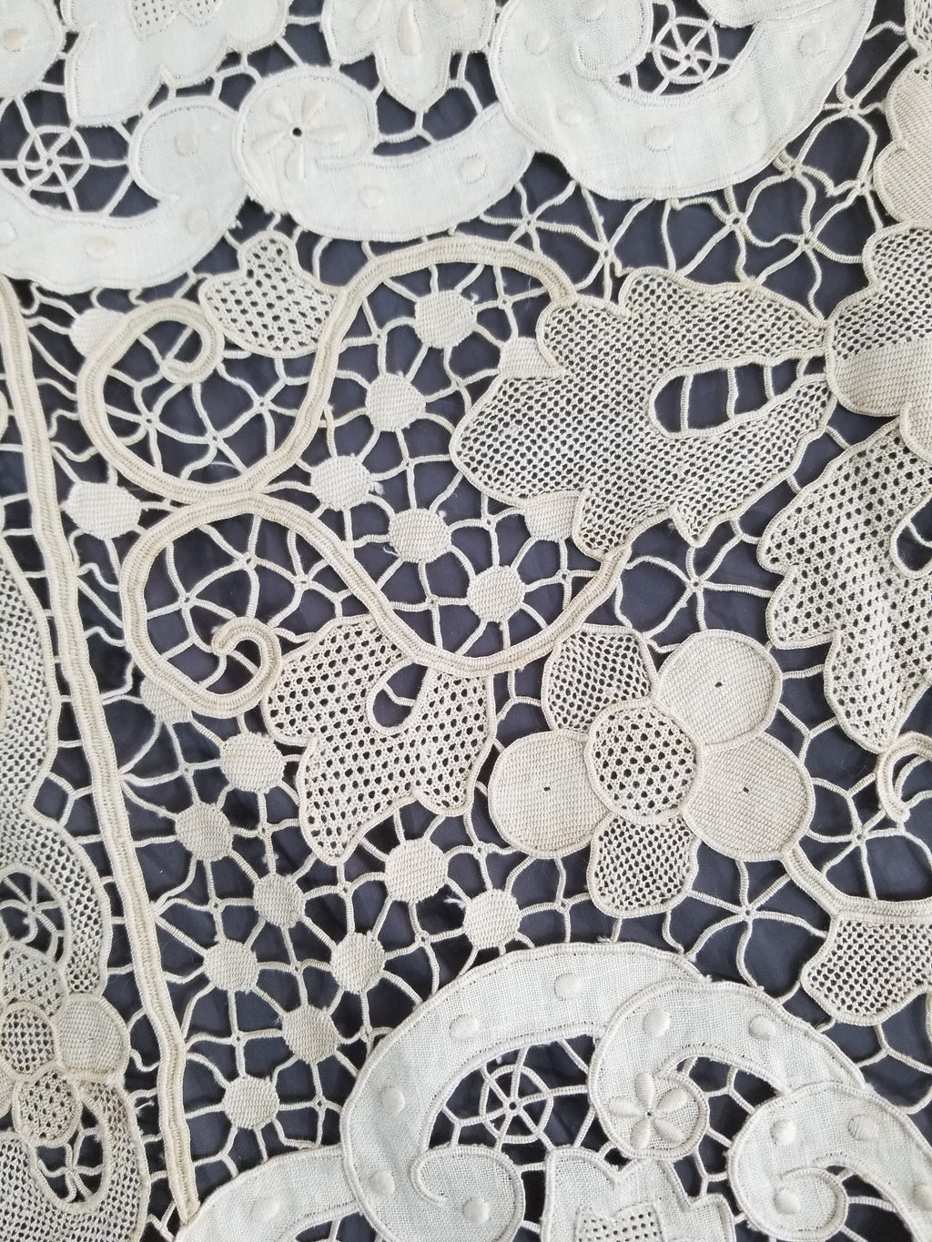 Vintage Point De Venice Needle Lace Banquet Tablecloth 252x165cm