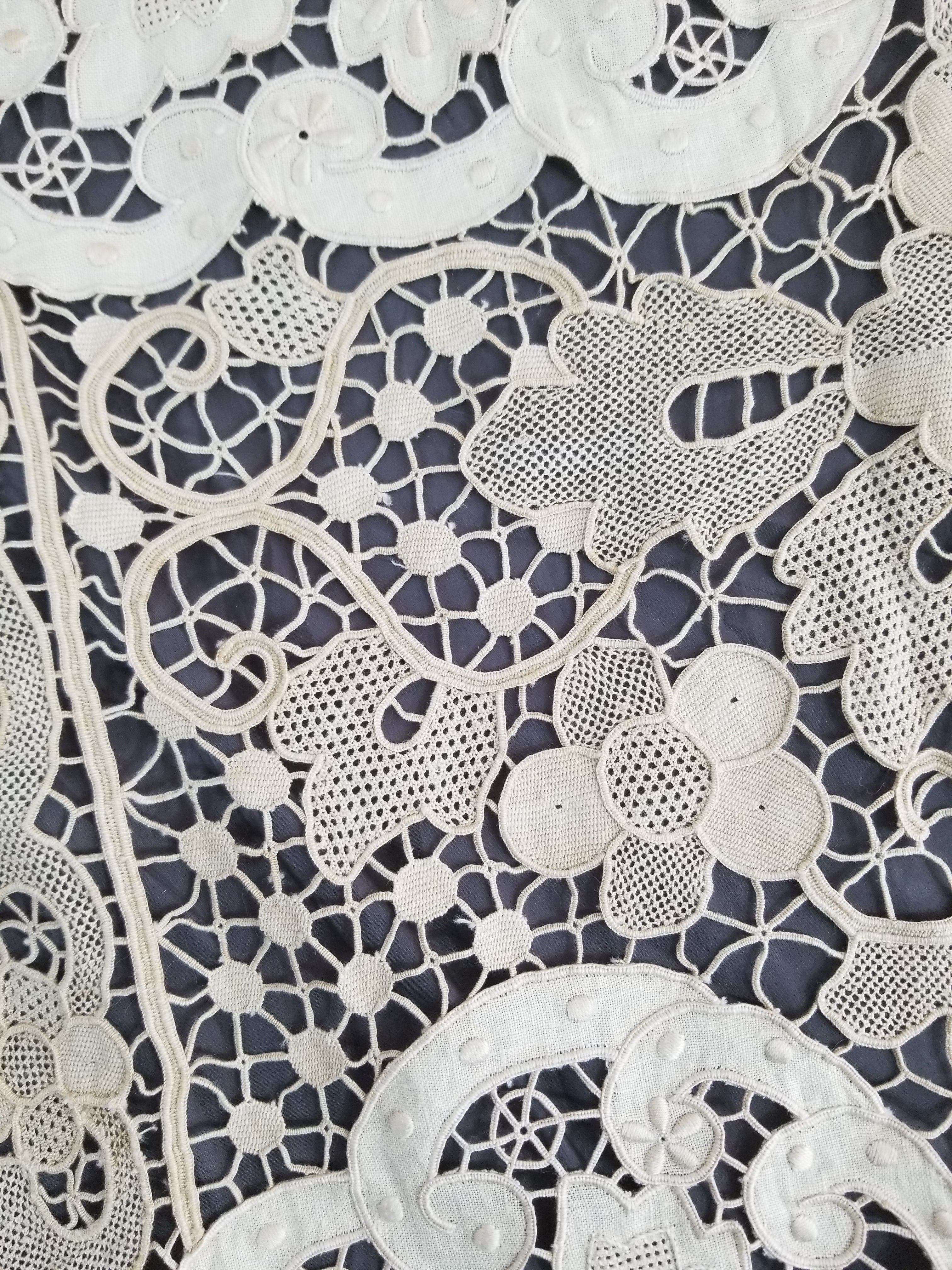 Vintage Point De Venice Needle Lace Banquet Tablecloth 252x165cm