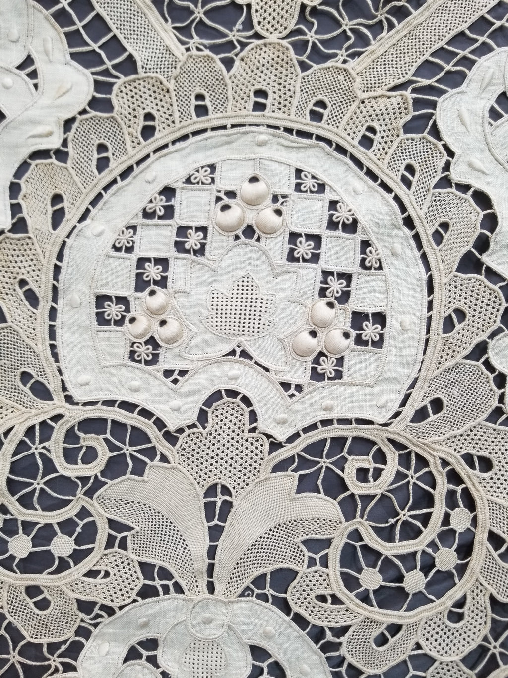 Vintage Point De Venice Needle Lace Banquet Tablecloth 252x165cm