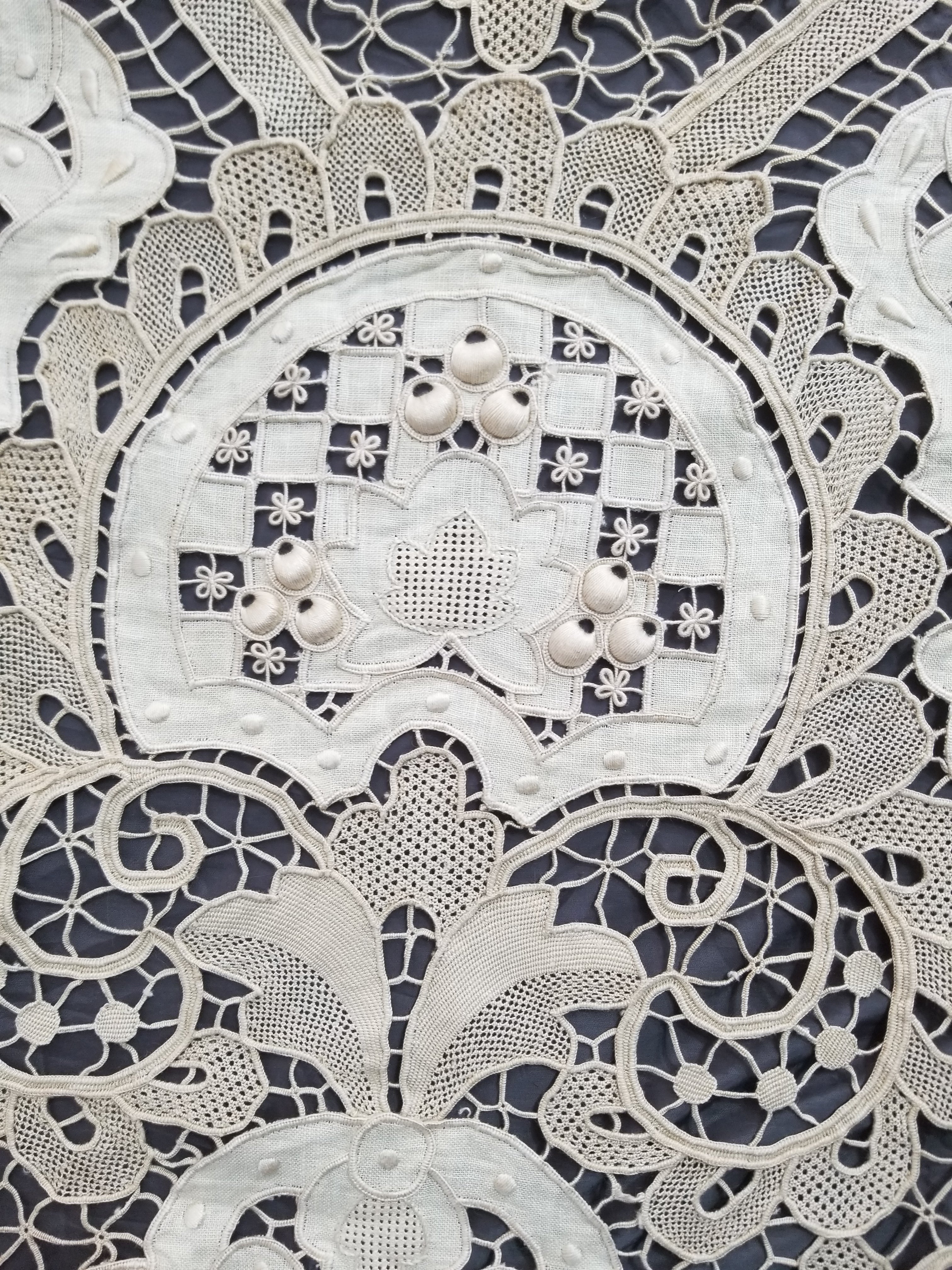 Vintage Point De Venice Needle Lace Banquet Tablecloth 252x165cm