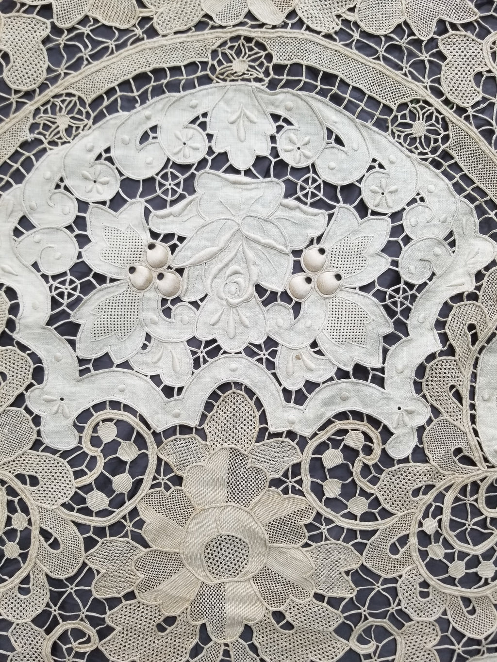 Vintage Point De Venice Needle Lace Banquet Tablecloth 252x165cm