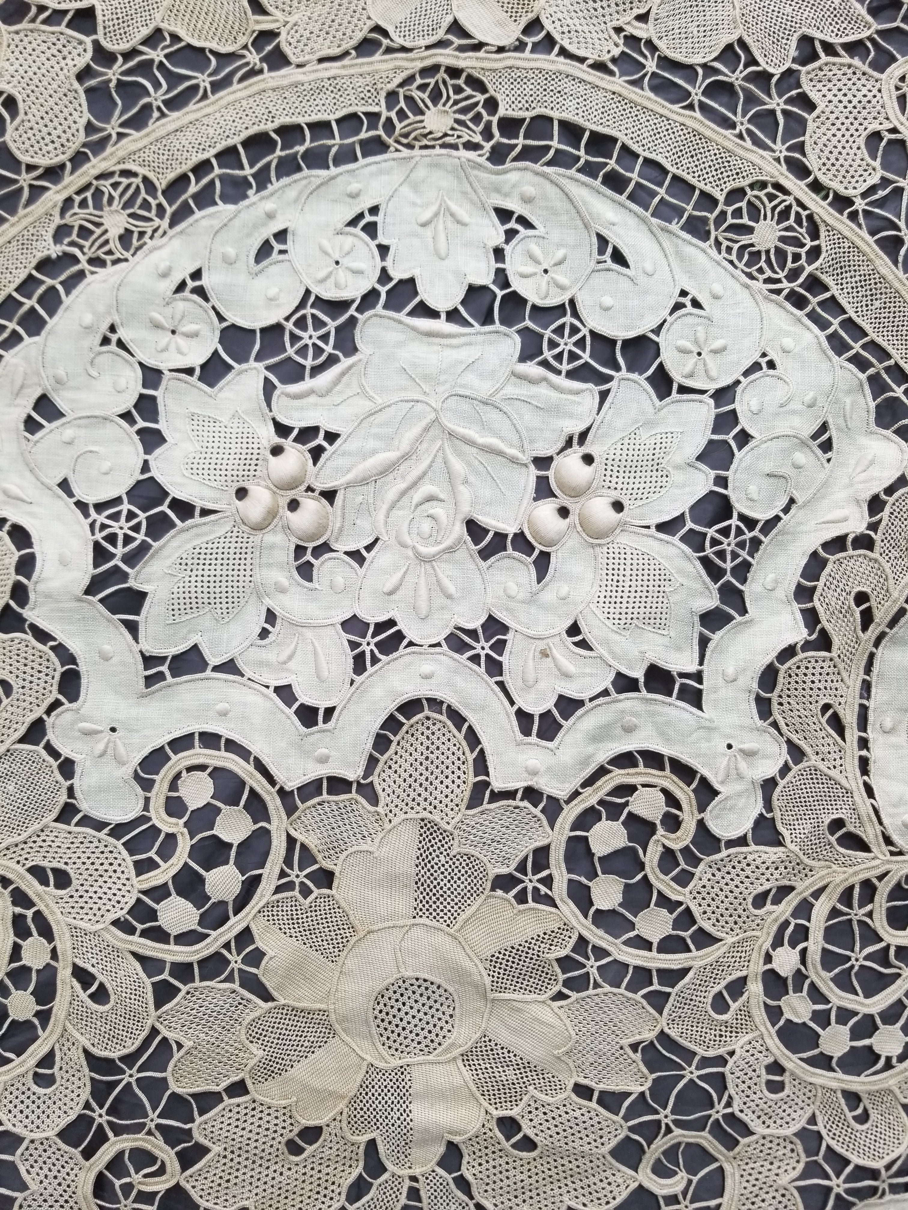 Vintage Point De Venice Needle Lace Banquet Tablecloth 252x165cm