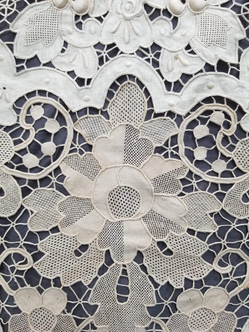 Vintage Point De Venice Needle Lace Banquet Tablecloth 252x165cm