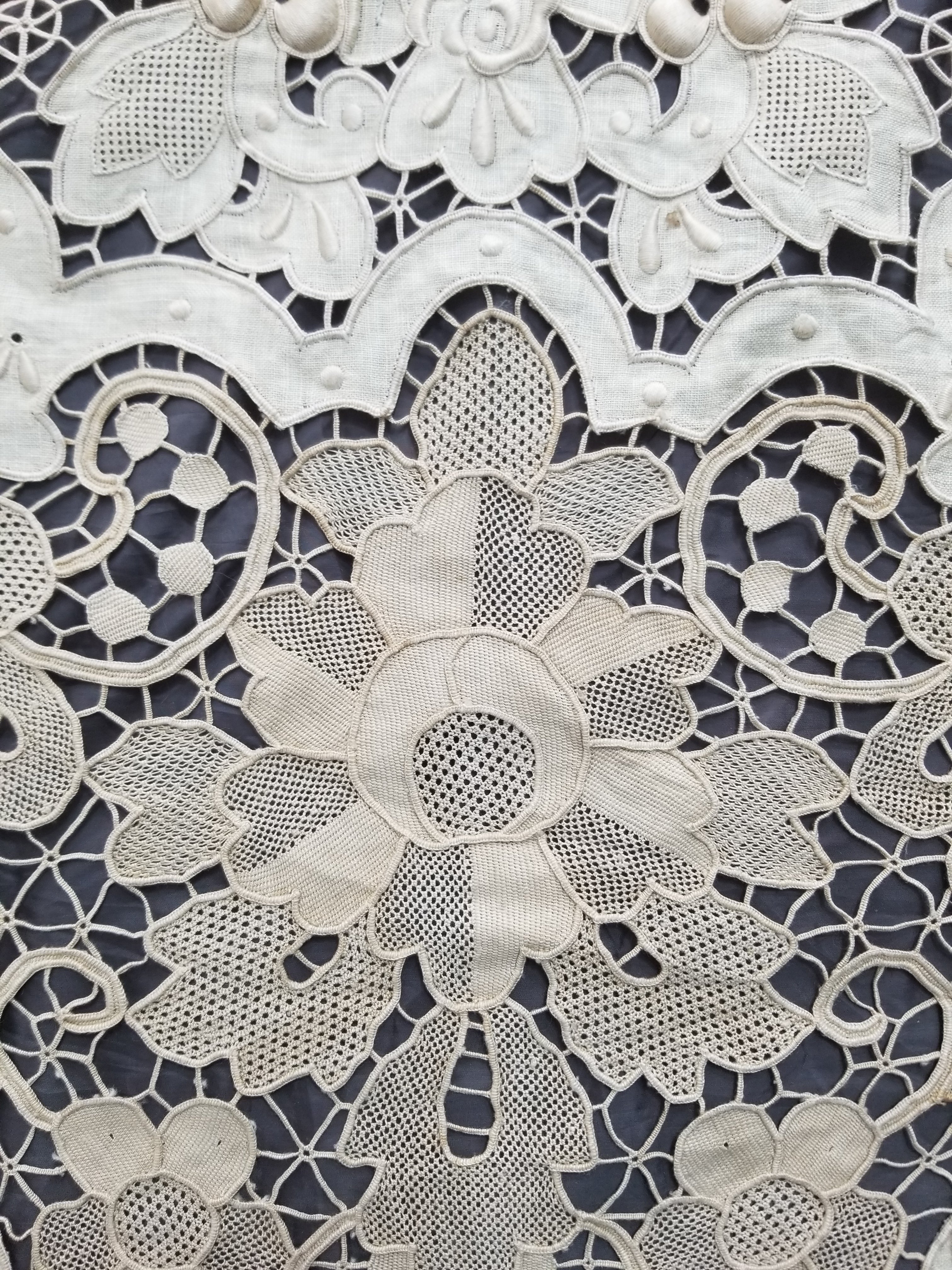 Vintage Point De Venice Needle Lace Banquet Tablecloth 252x165cm