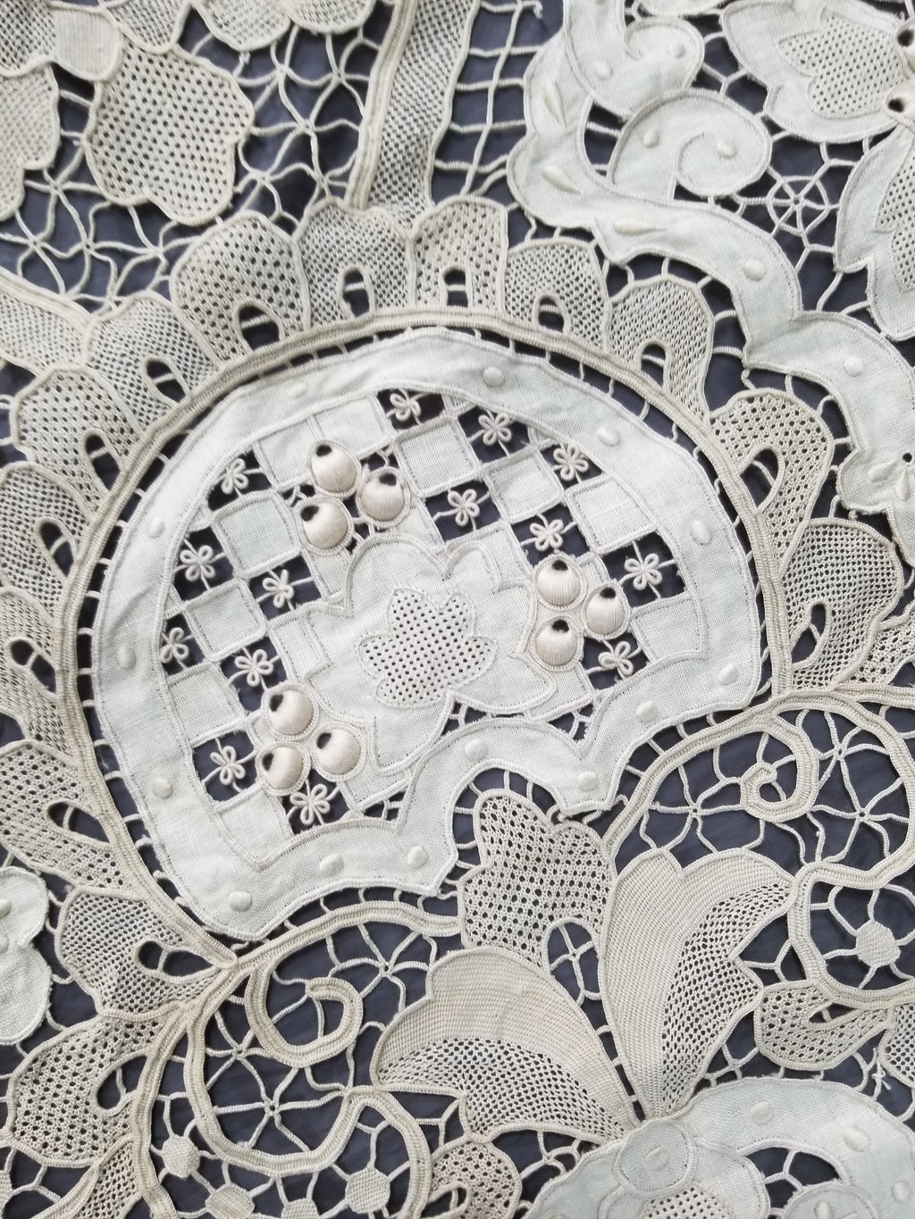 Vintage Point De Venice Needle Lace Banquet Tablecloth 252x165cm