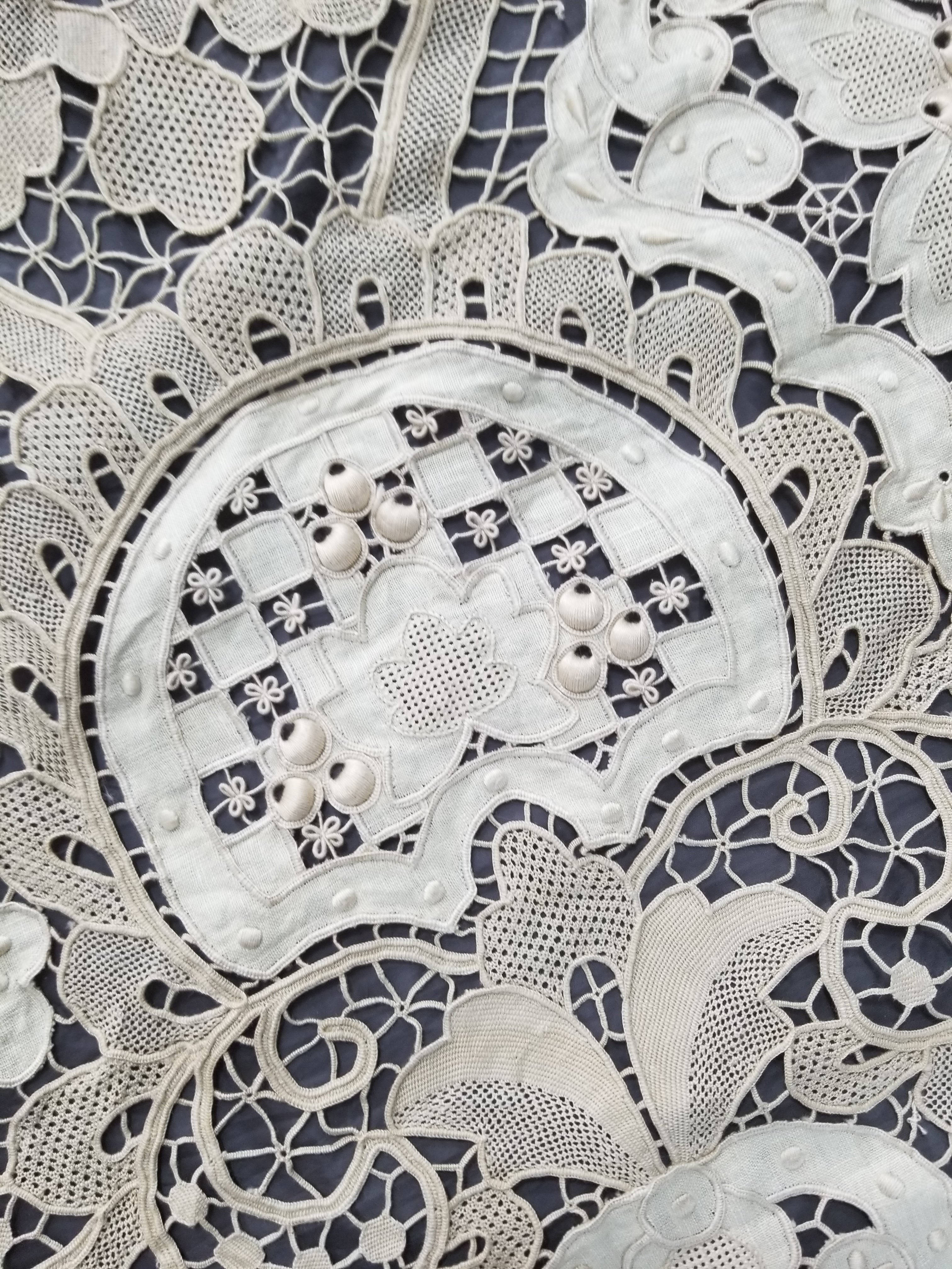 Vintage Point De Venice Needle Lace Banquet Tablecloth 252x165cm