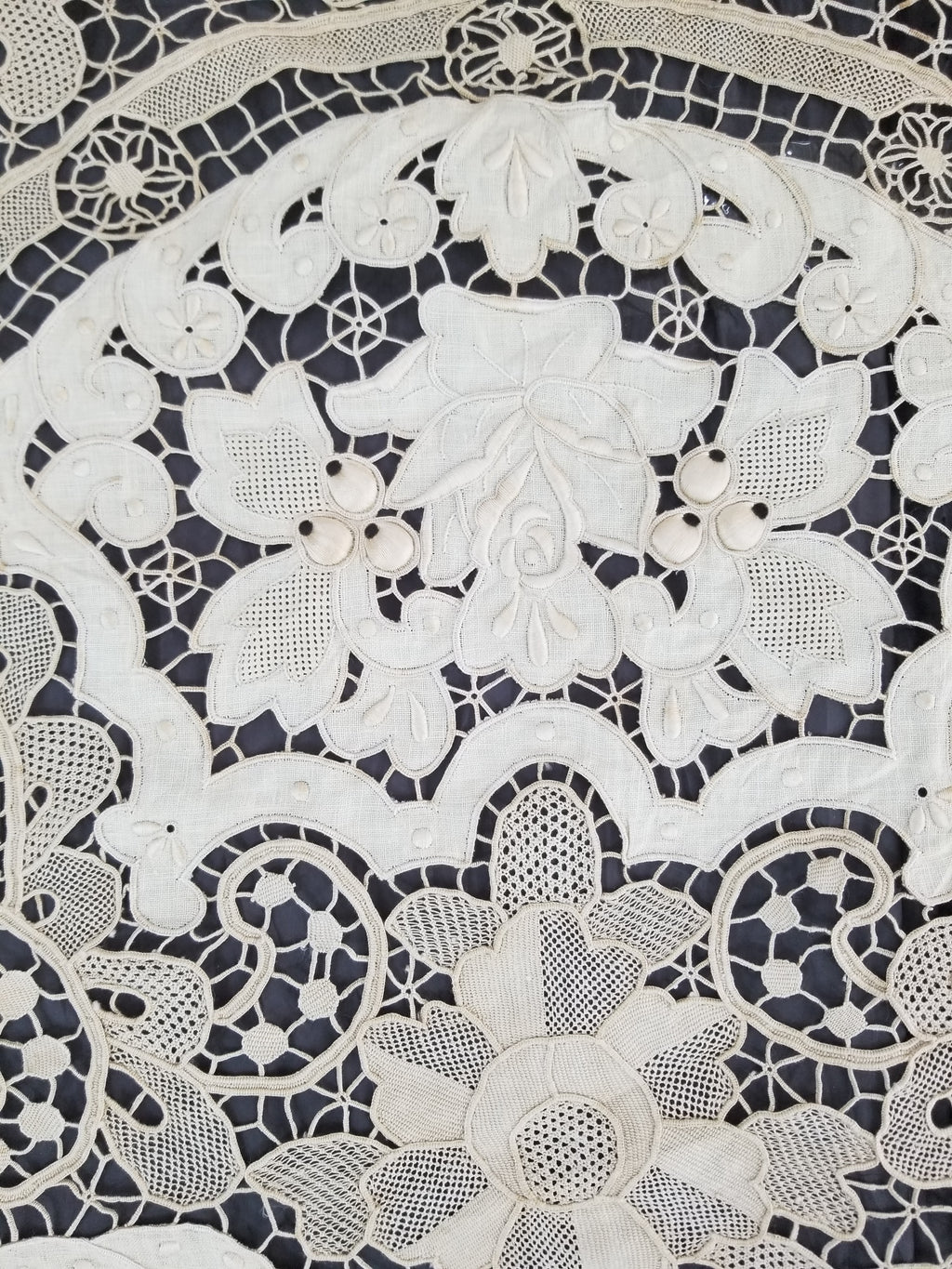 Vintage Point De Venice Needle Lace Banquet Tablecloth 252x165cm
