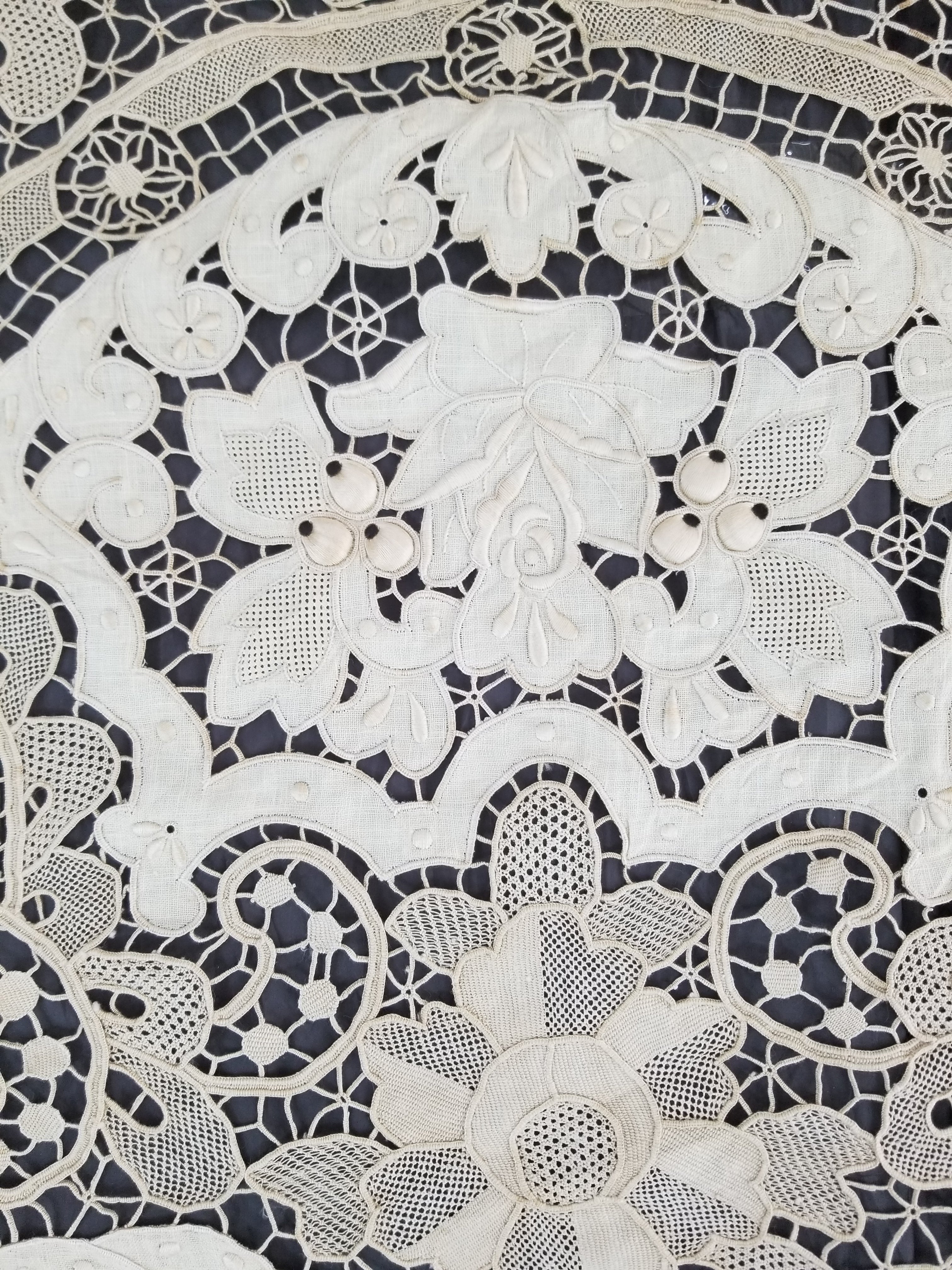 Vintage Point De Venice Needle Lace Banquet Tablecloth 252x165cm