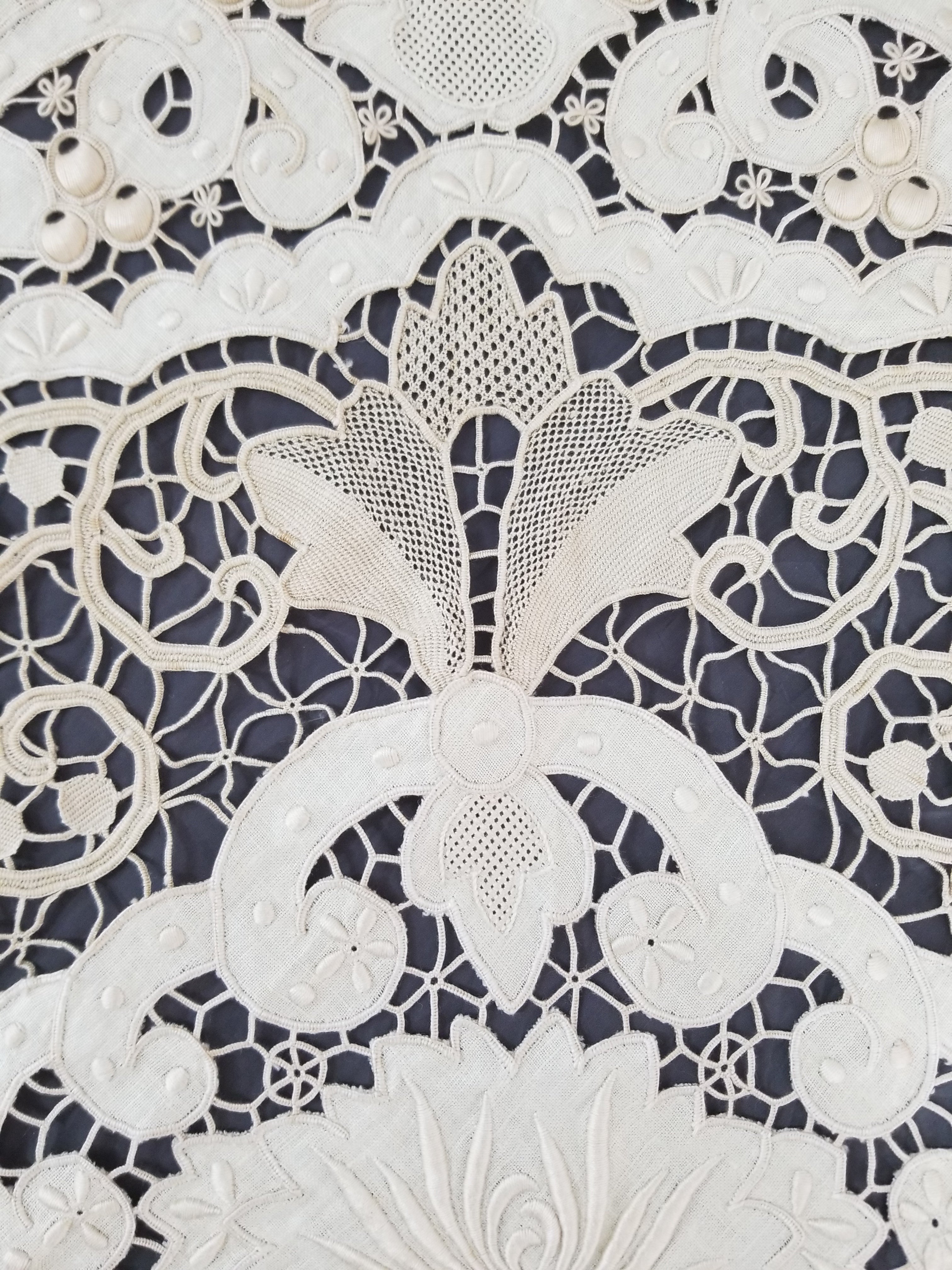 Vintage Point De Venice Needle Lace Banquet Tablecloth 252x165cm