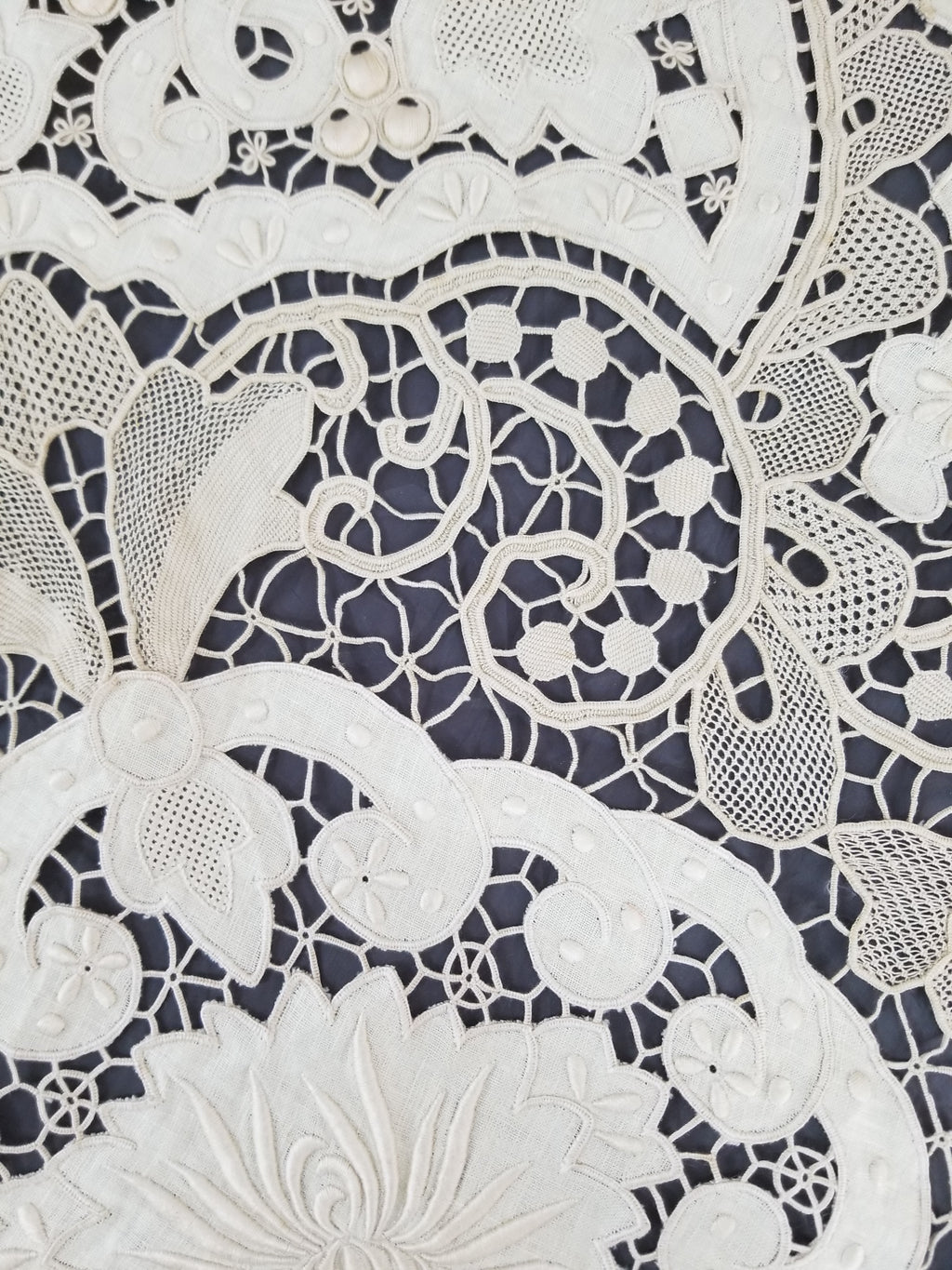 Vintage Point De Venice Needle Lace Banquet Tablecloth 252x165cm