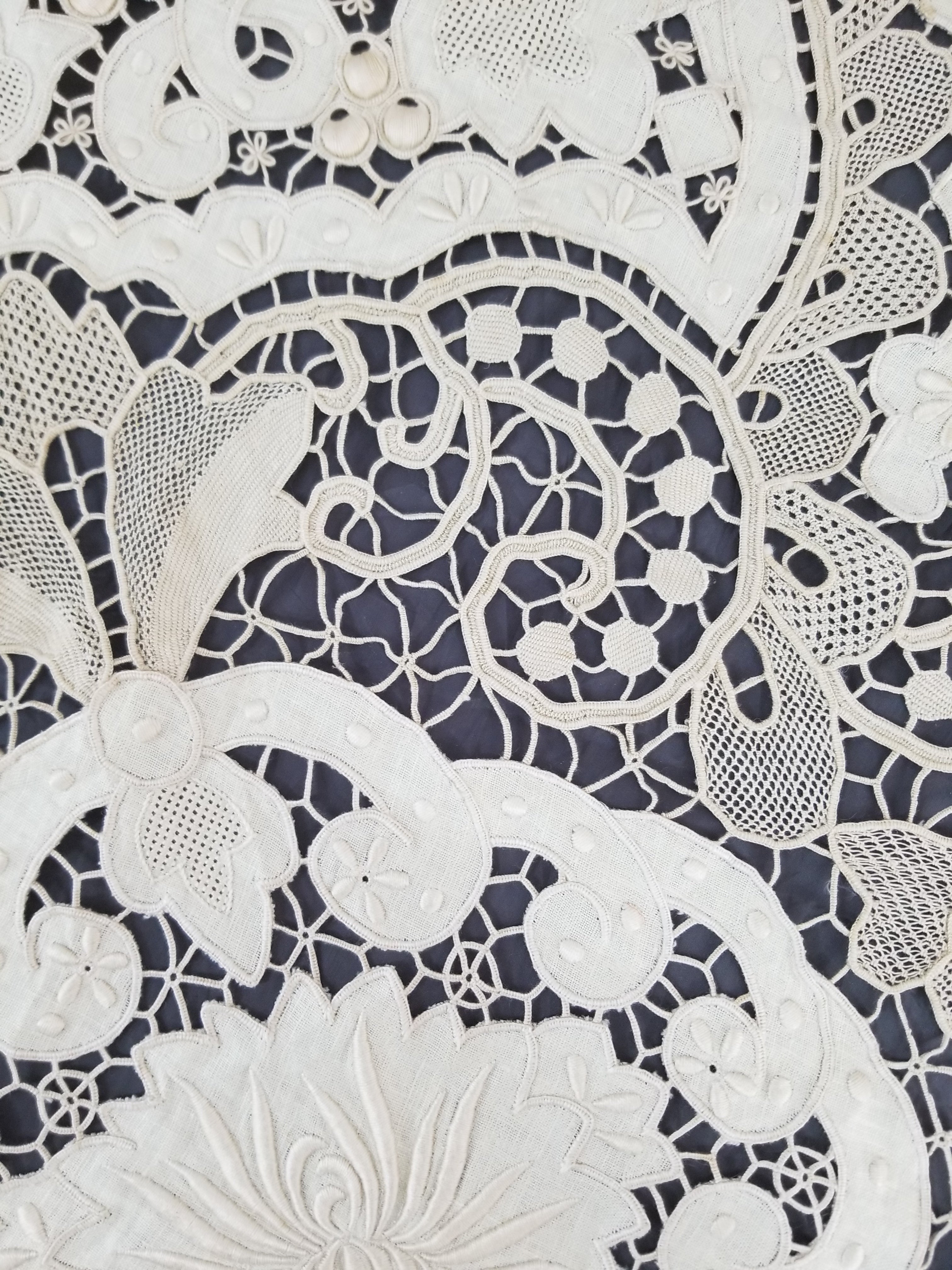 Vintage Point De Venice Needle Lace Banquet Tablecloth 252x165cm