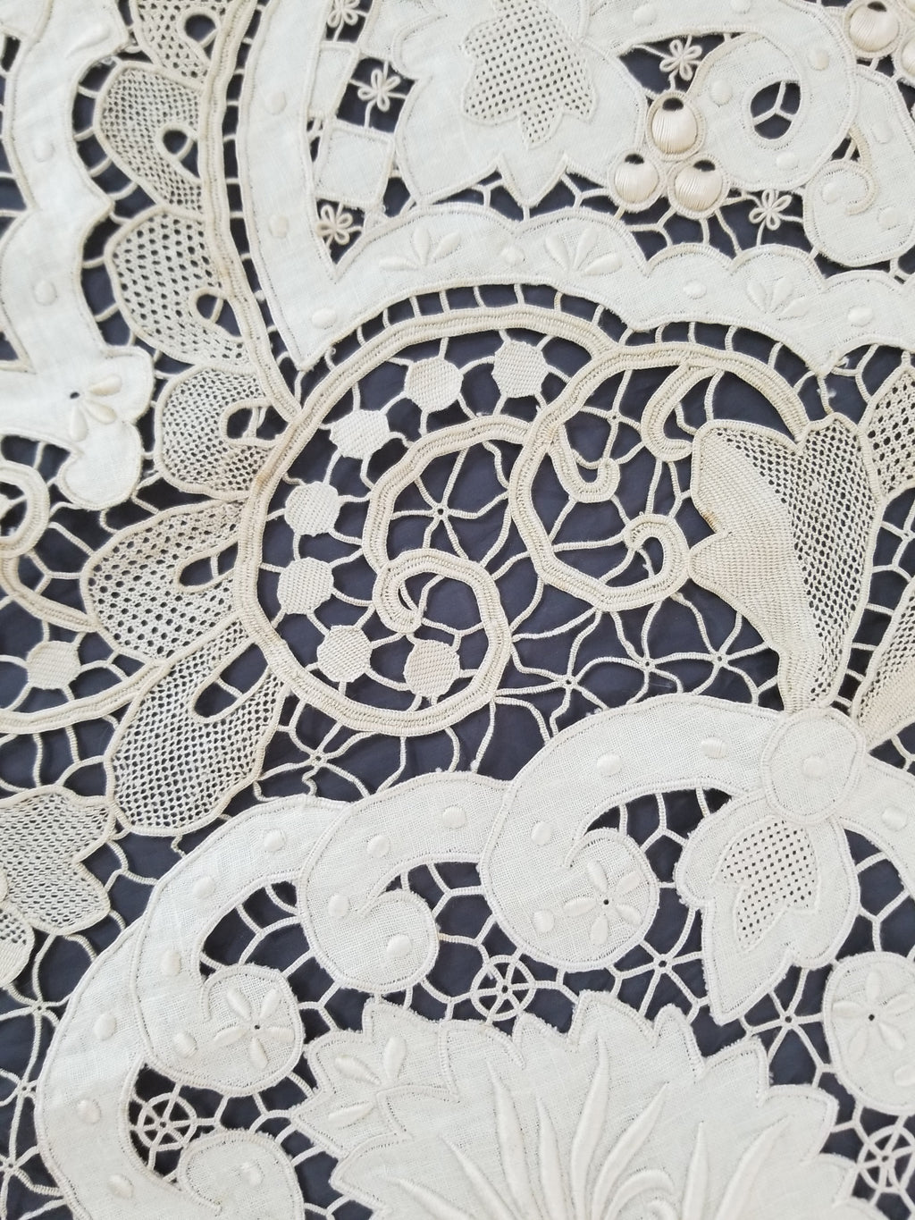 Vintage Point De Venice Needle Lace Banquet Tablecloth 252x165cm