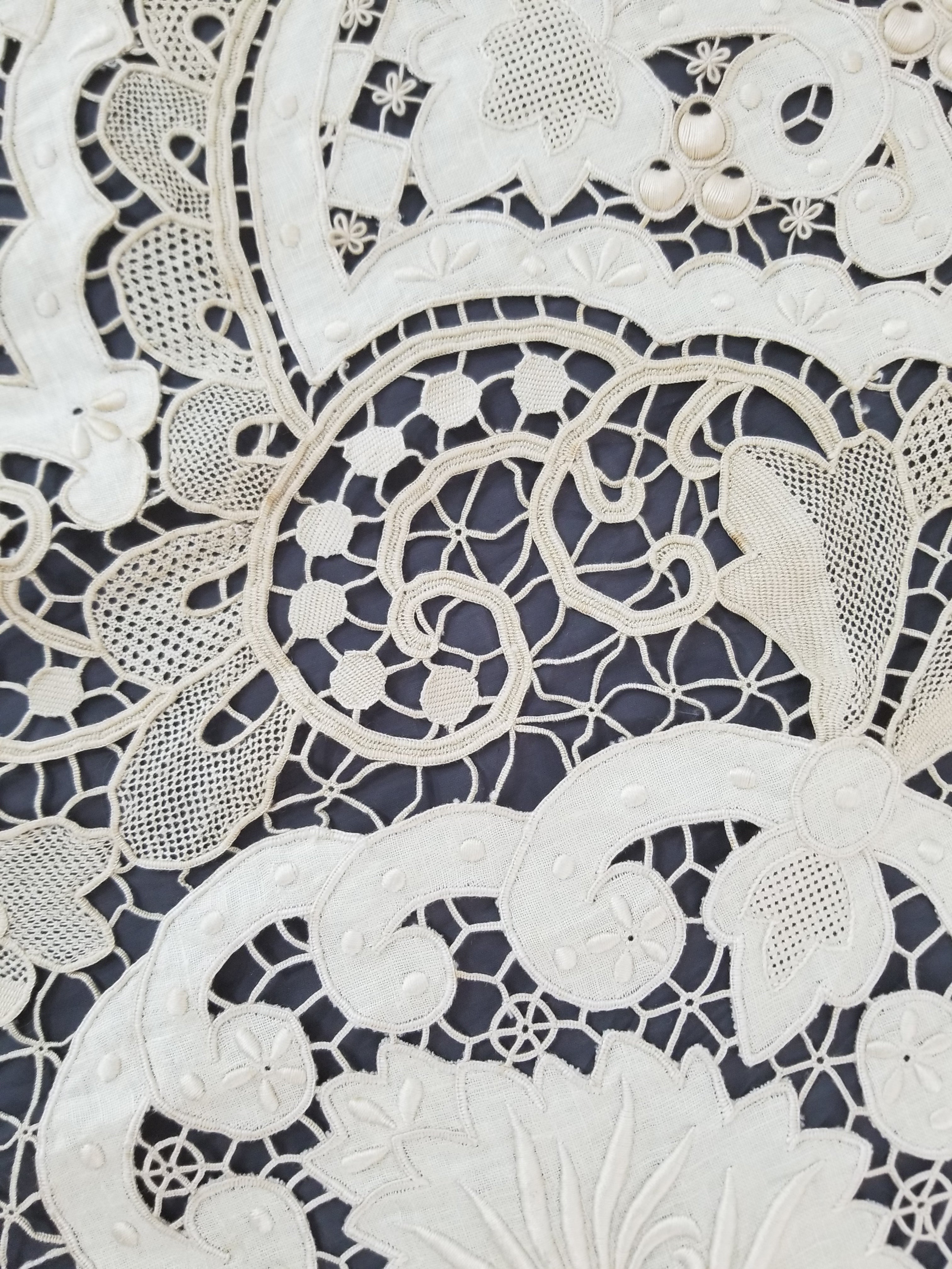 Vintage Point De Venice Needle Lace Banquet Tablecloth 252x165cm
