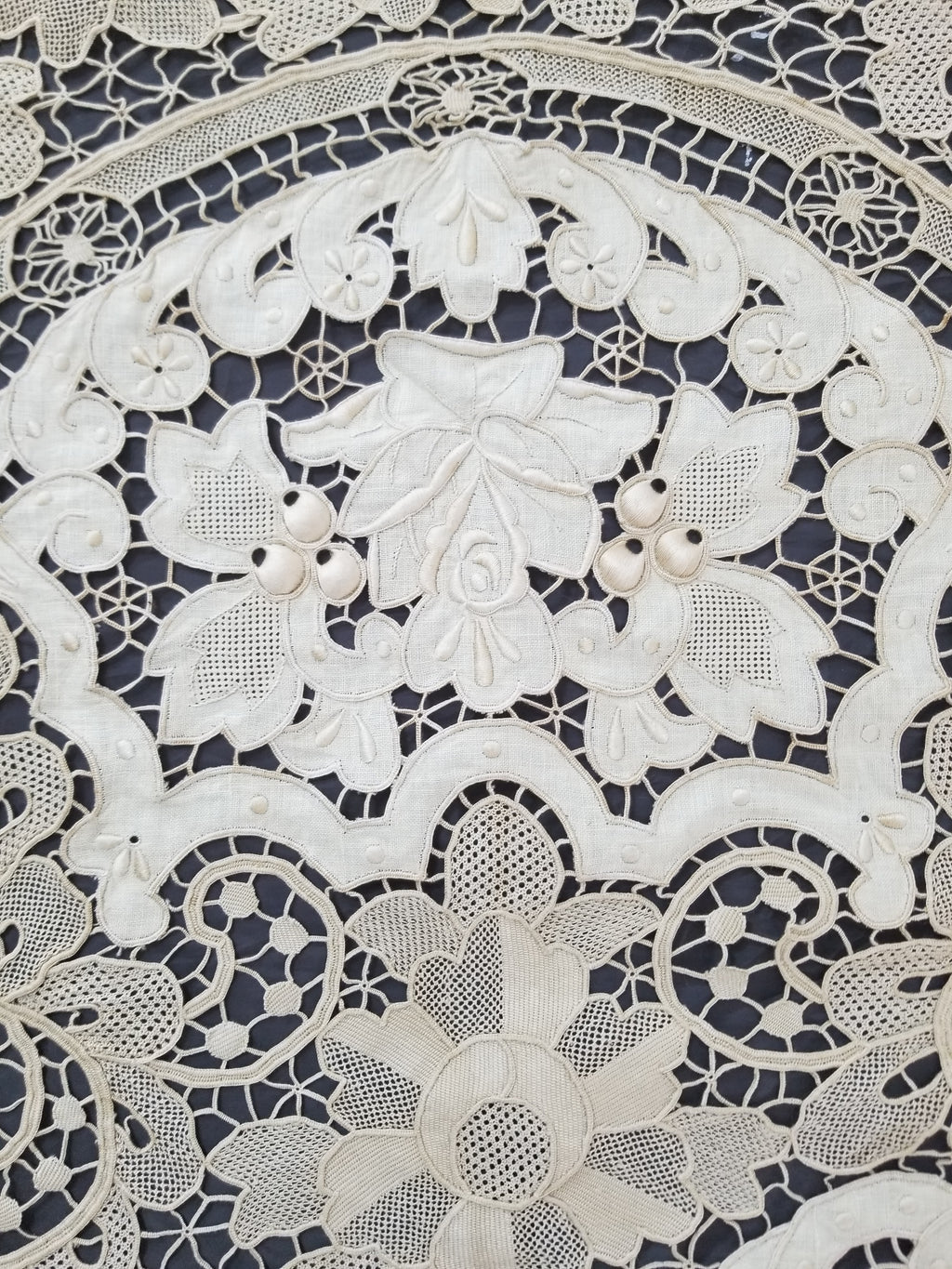 Vintage Point De Venice Needle Lace Banquet Tablecloth 252x165cm