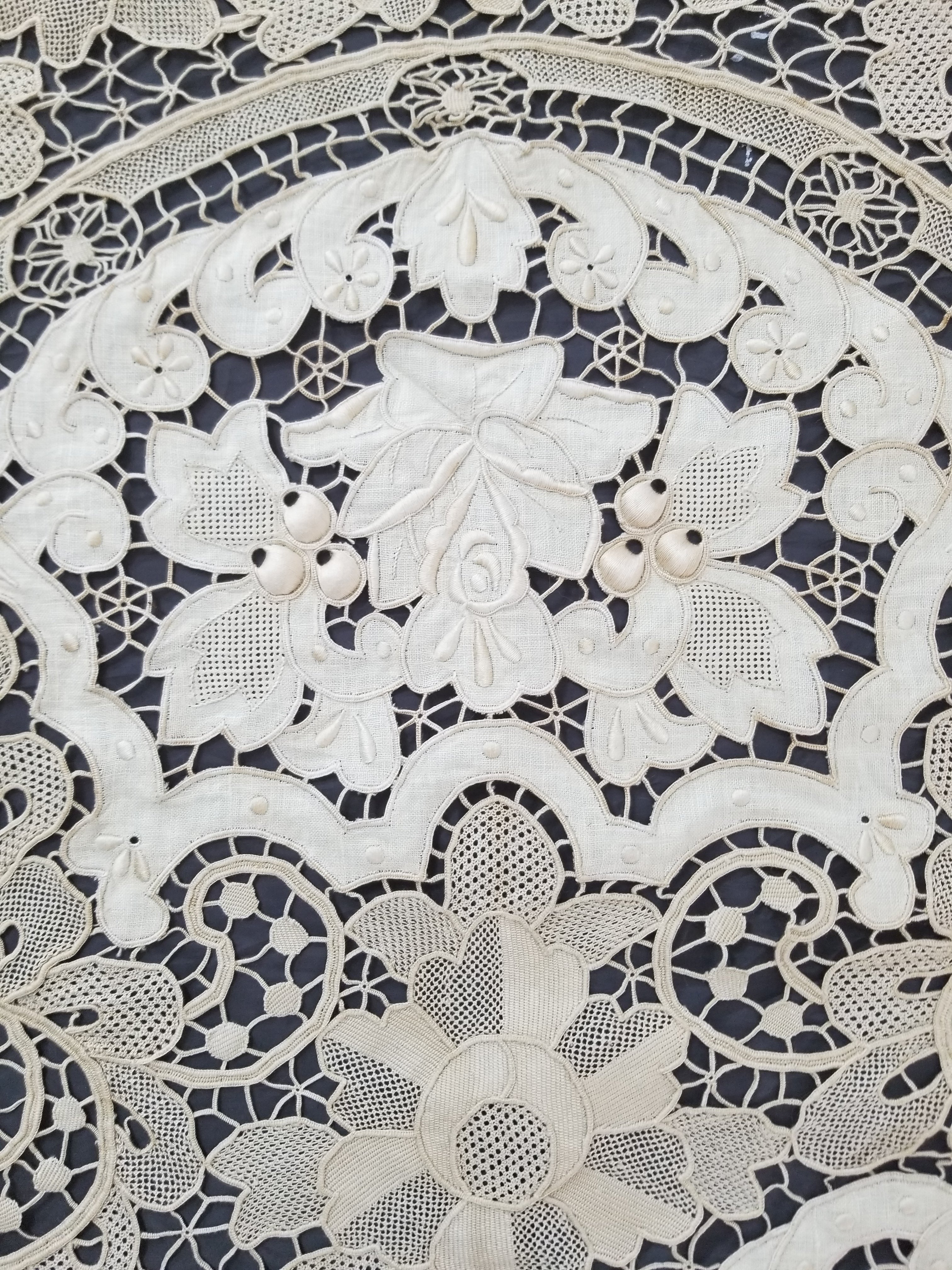 Vintage Point De Venice Needle Lace Banquet Tablecloth 252x165cm