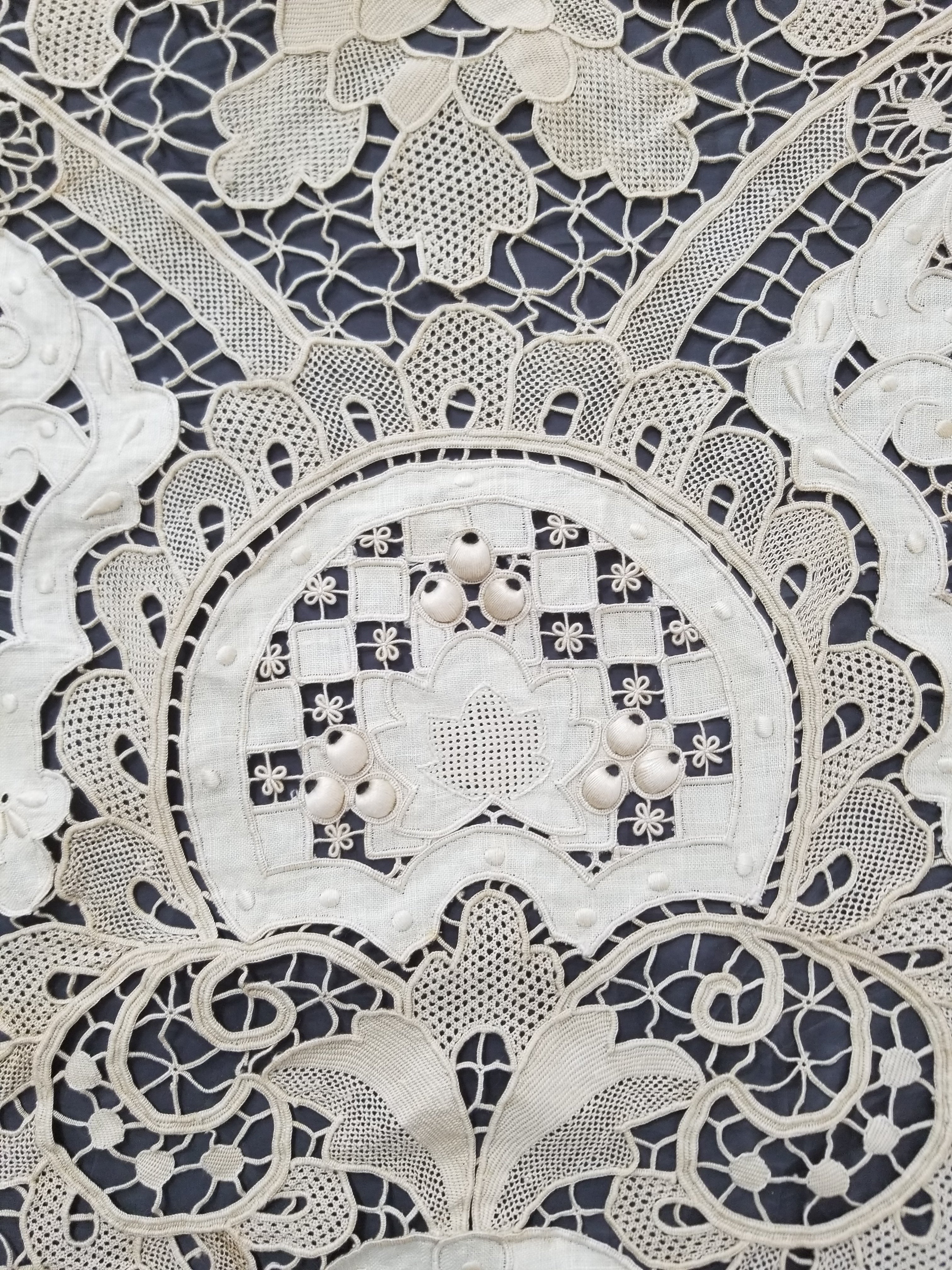 Vintage Point De Venice Needle Lace Banquet Tablecloth 252x165cm