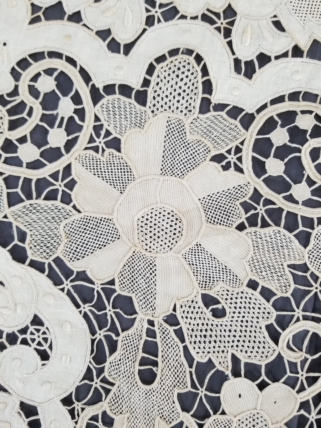 Vintage Point De Venice Needle Lace Banquet Tablecloth 252x165cm