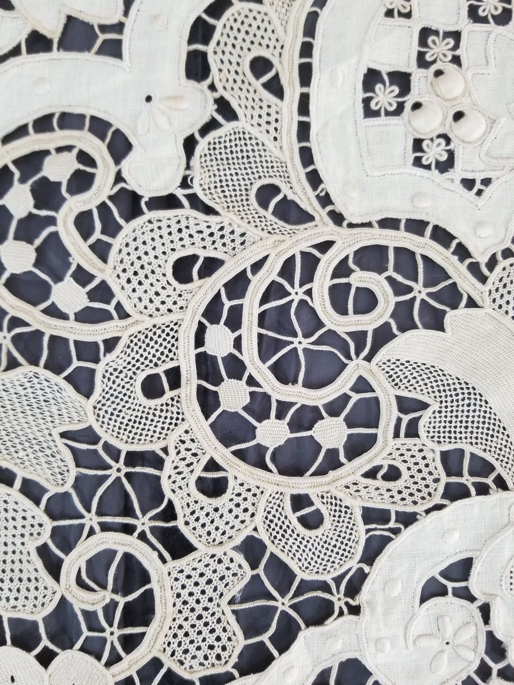 Vintage Point De Venice Needle Lace Banquet Tablecloth 252x165cm