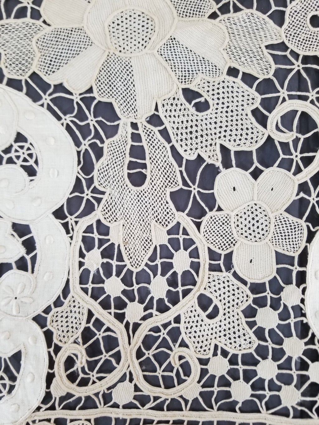 Vintage Point De Venice Needle Lace Banquet Tablecloth 252x165cm