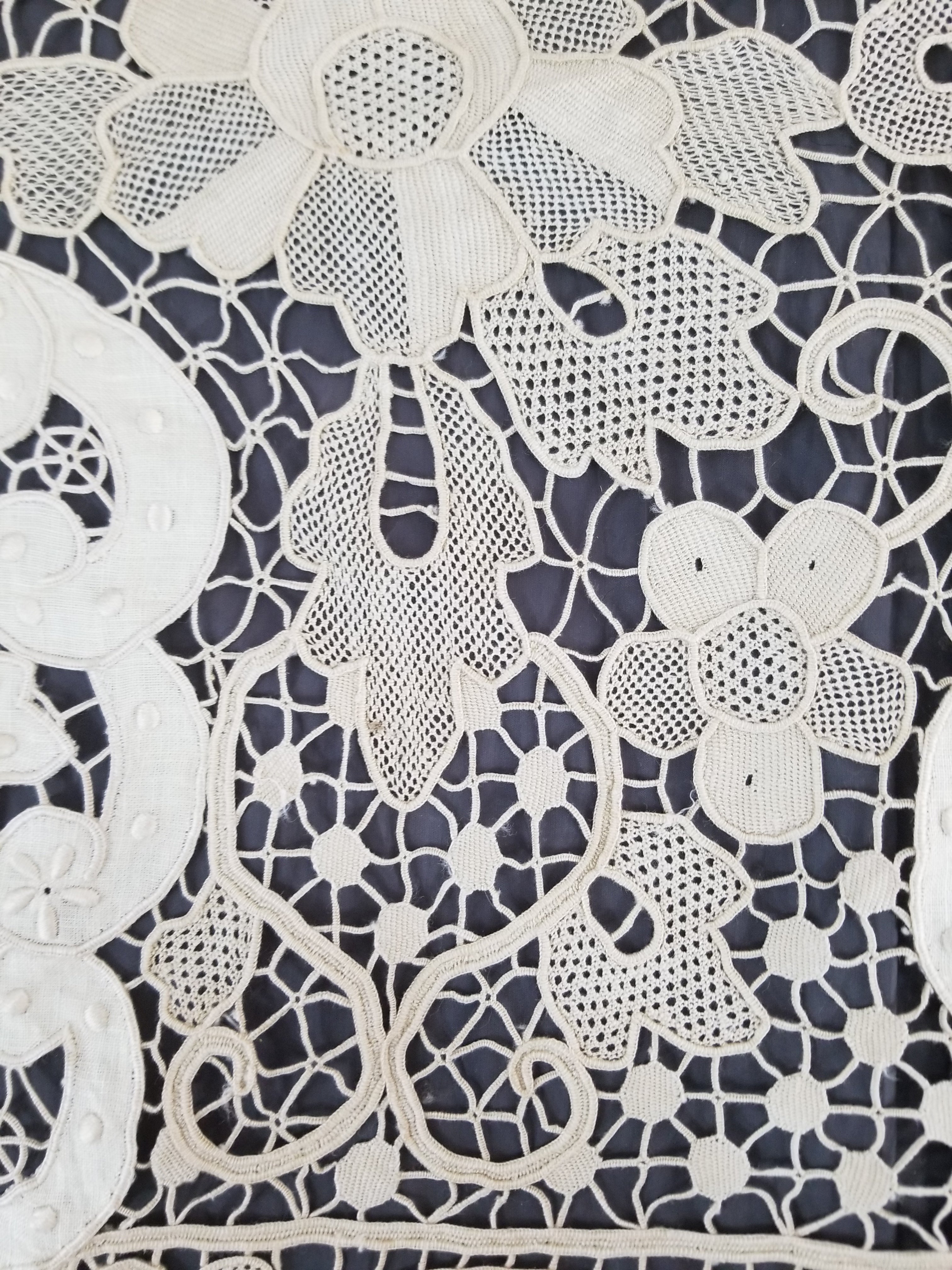Vintage Point De Venice Needle Lace Banquet Tablecloth 252x165cm