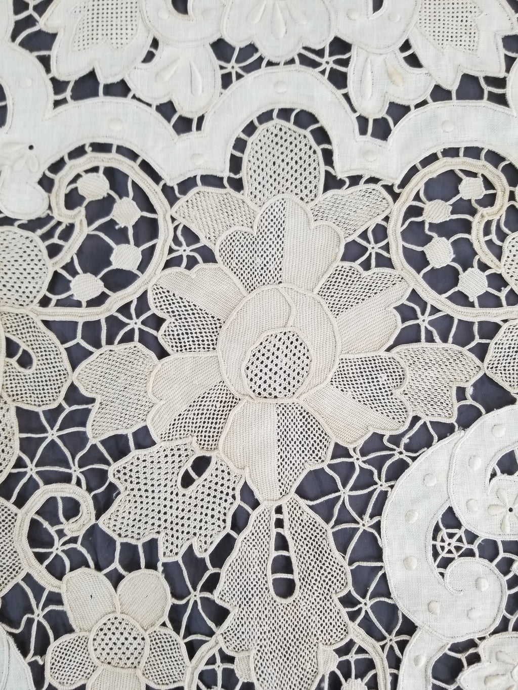 Vintage Point De Venice Needle Lace Banquet Tablecloth 252x165cm