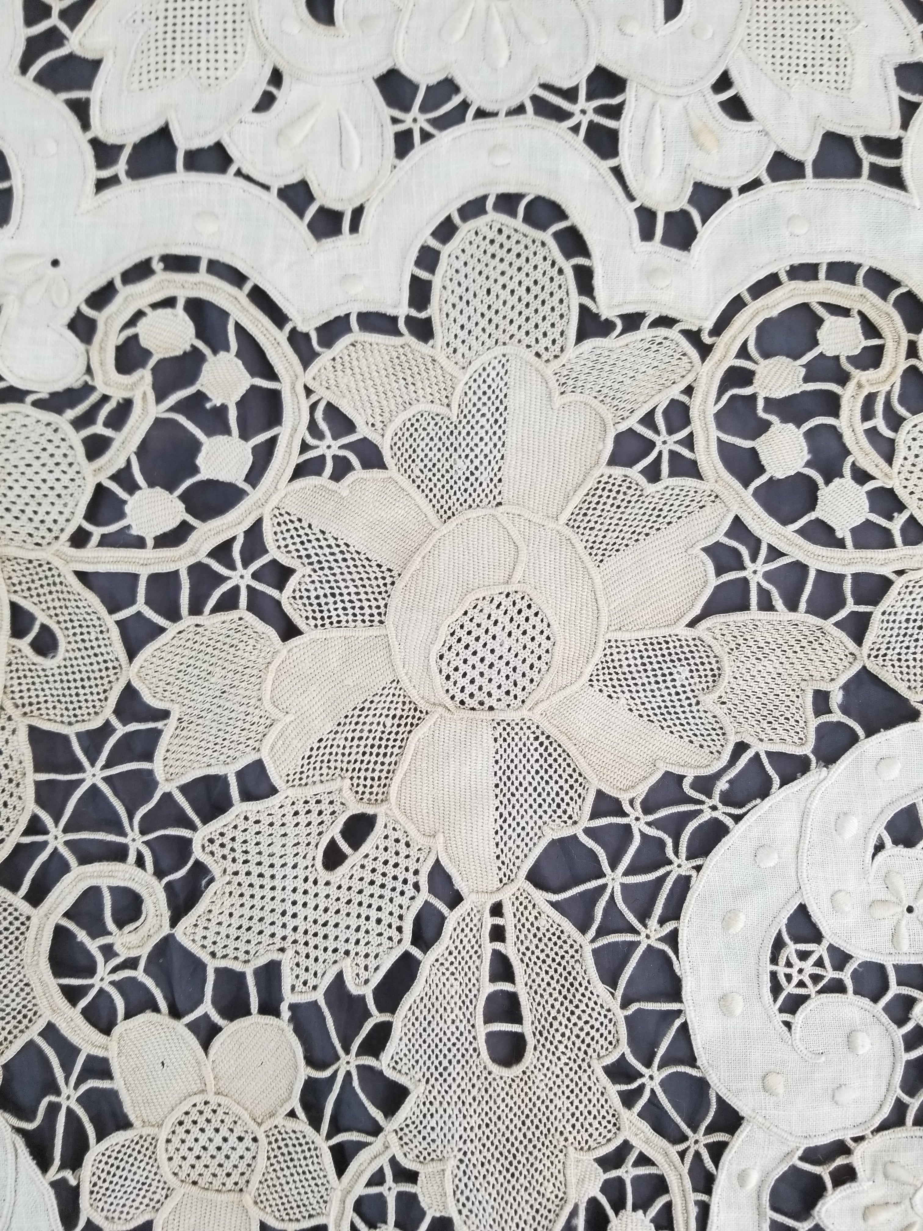 Vintage Point De Venice Needle Lace Banquet Tablecloth 252x165cm