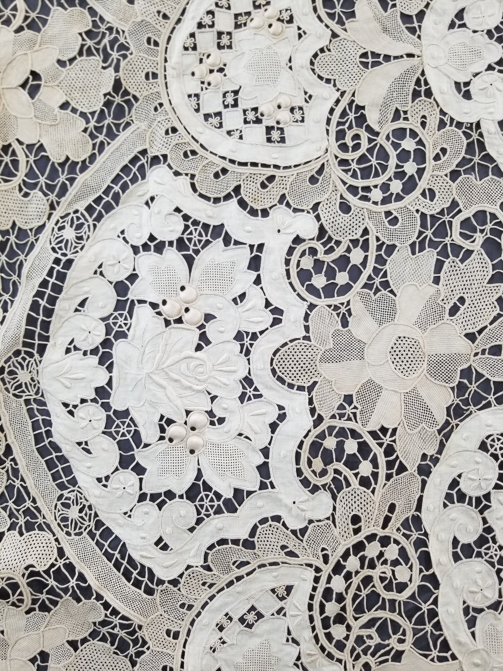 Vintage Point De Venice Needle Lace Banquet Tablecloth 252x165cm