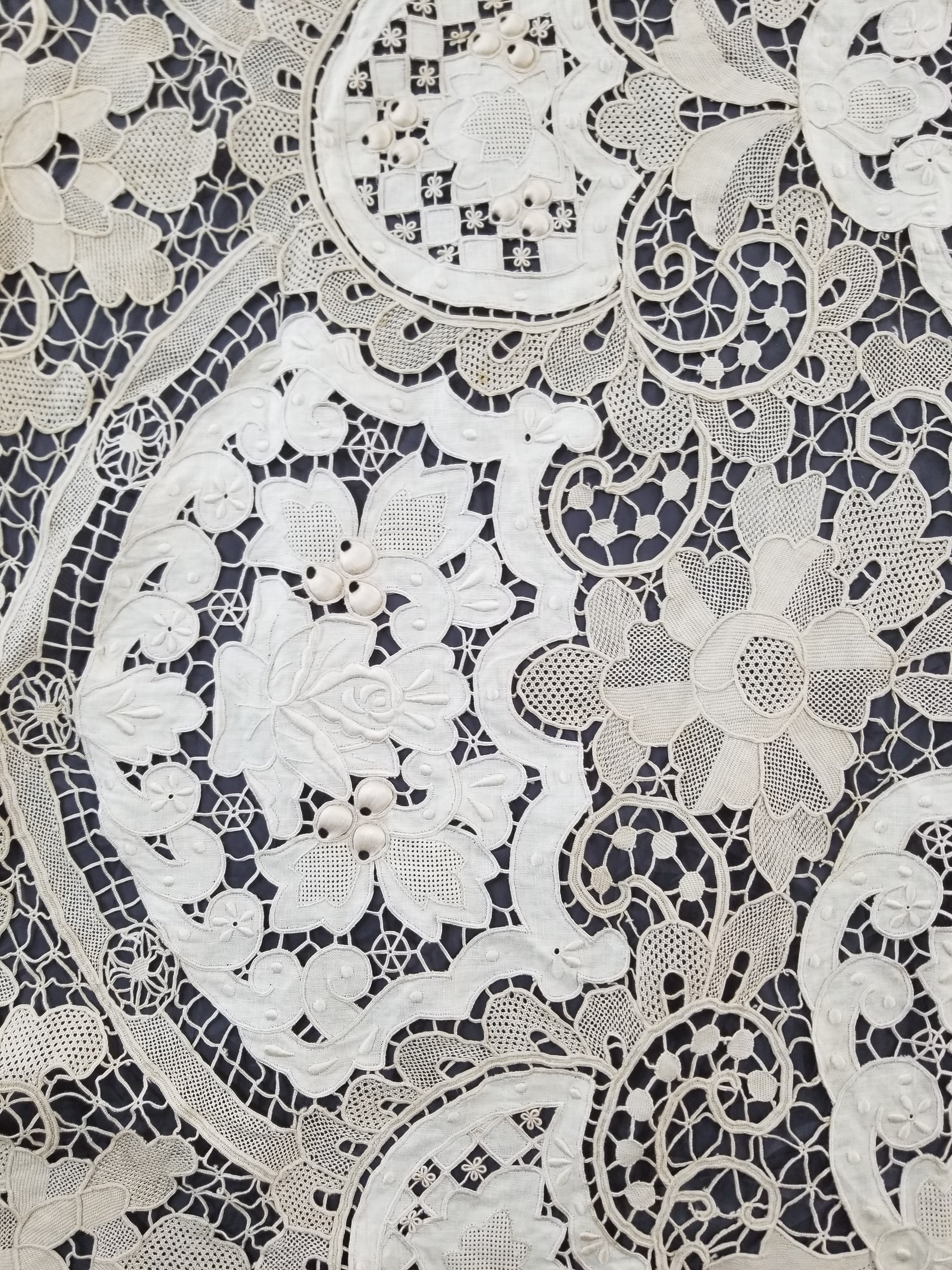 Vintage Point De Venice Needle Lace Banquet Tablecloth 252x165cm
