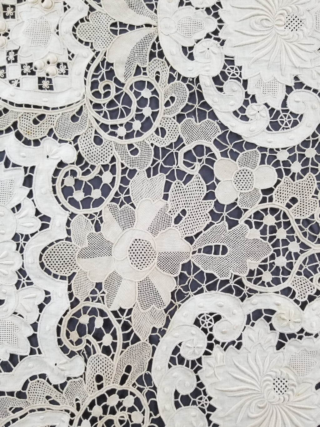 Vintage Point De Venice Needle Lace Banquet Tablecloth 252x165cm