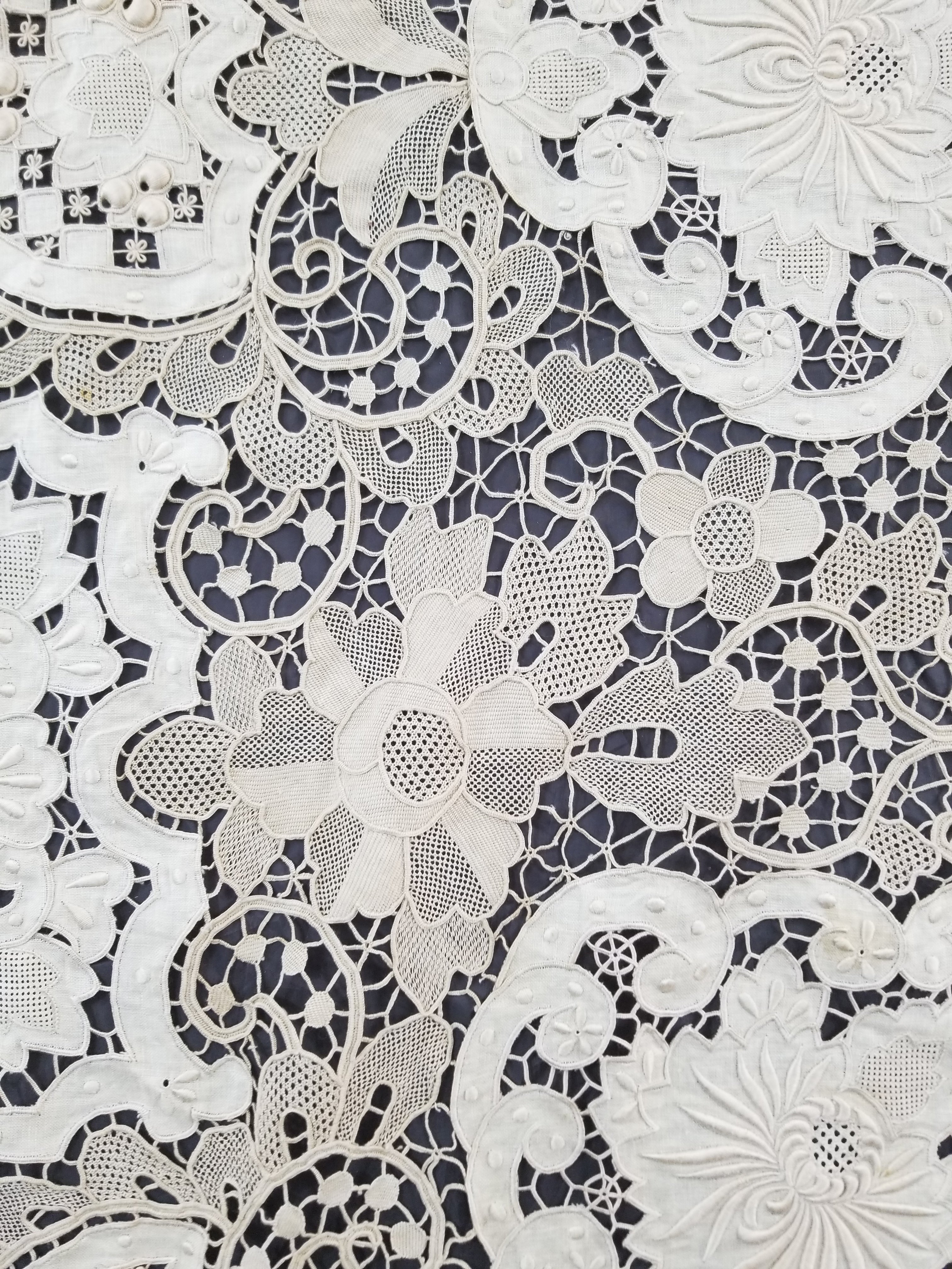 Vintage Point De Venice Needle Lace Banquet Tablecloth 252x165cm