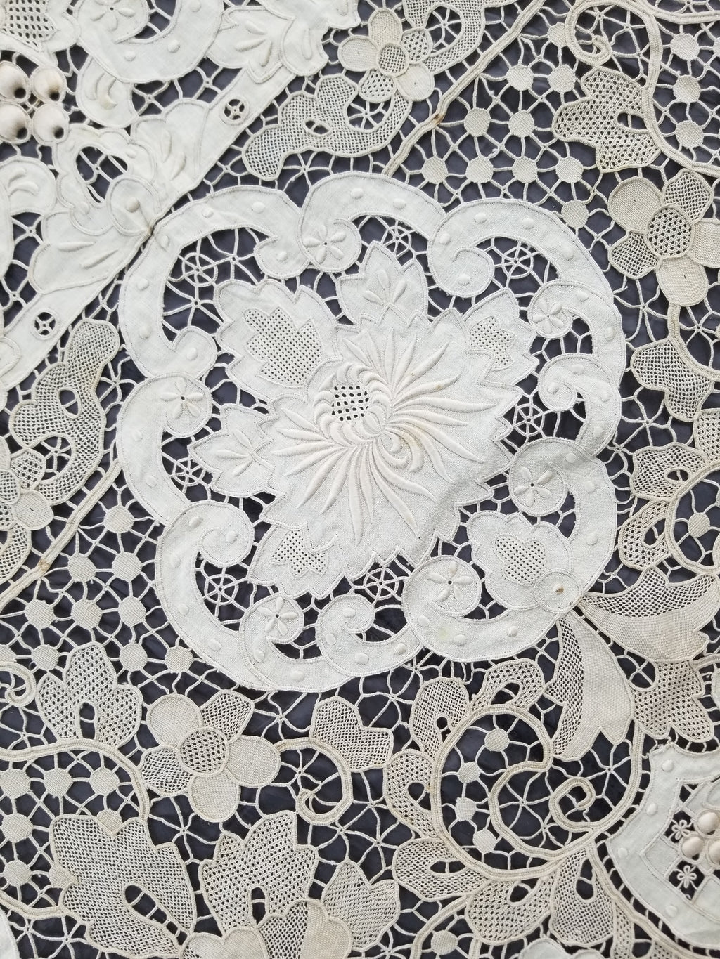 Vintage Point De Venice Needle Lace Banquet Tablecloth 252x165cm
