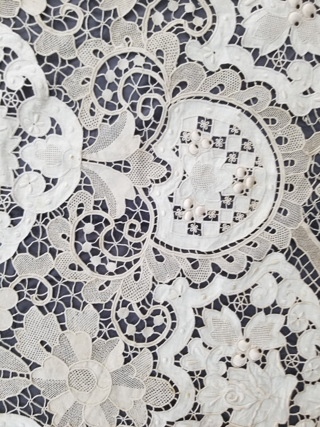 Vintage Point De Venice Needle Lace Banquet Tablecloth 252x165cm