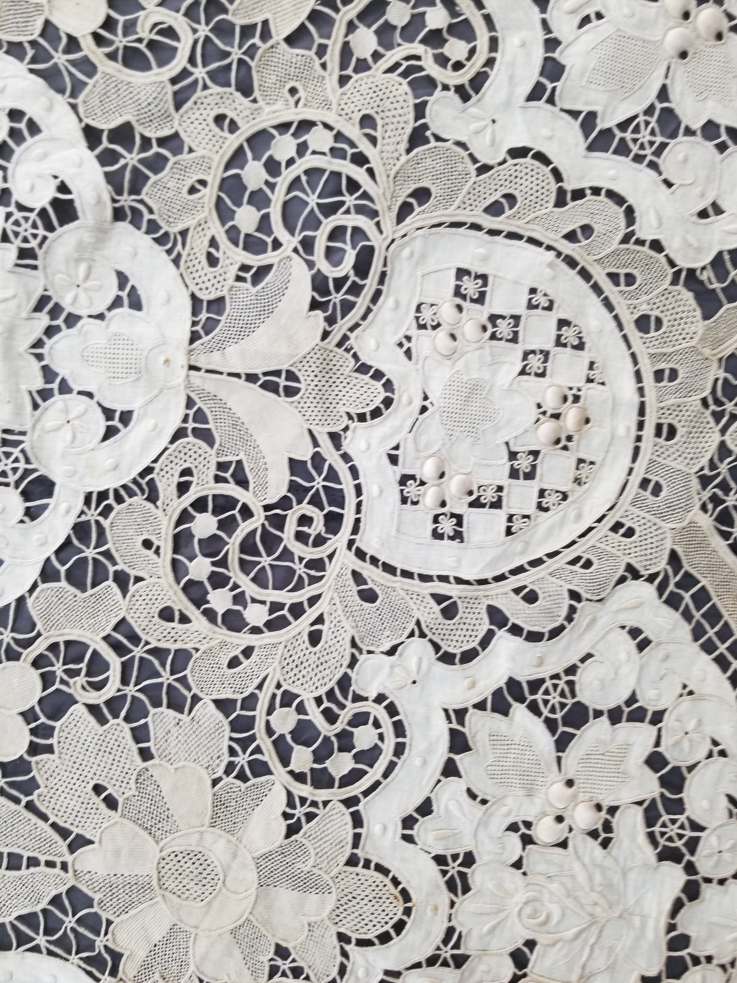 Vintage Point De Venice Needle Lace Banquet Tablecloth 252x165cm