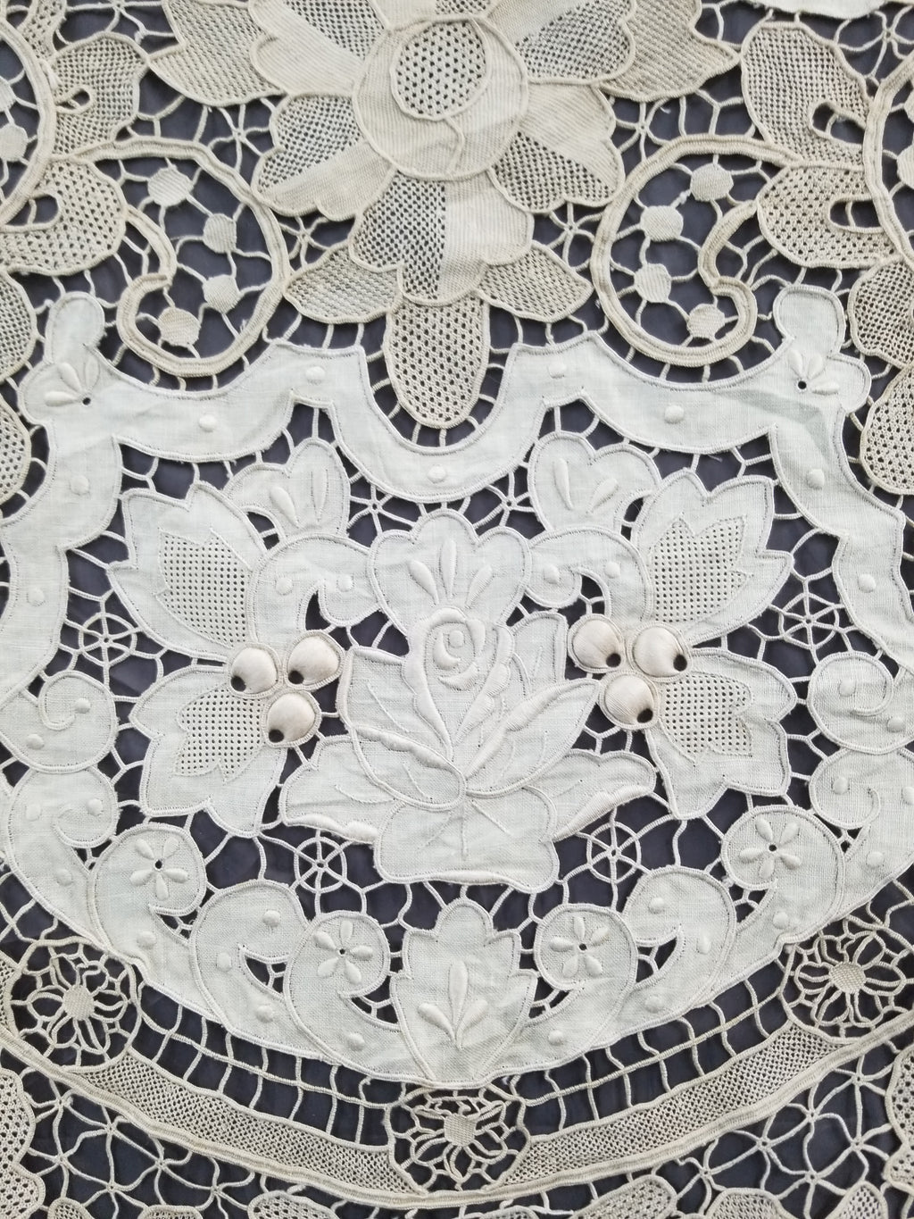 Vintage Point De Venice Needle Lace Banquet Tablecloth 252x165cm